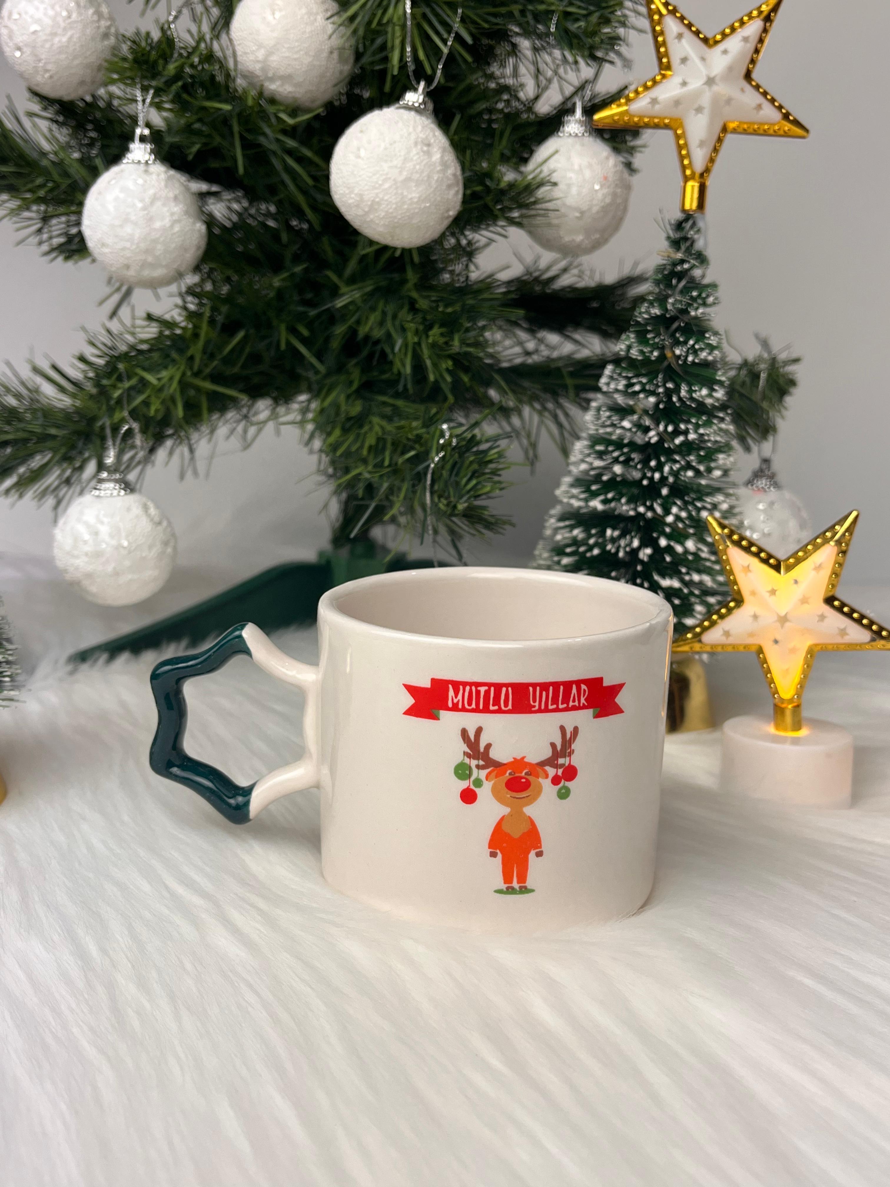Merry Christmas Geyik Yıldız Kupa