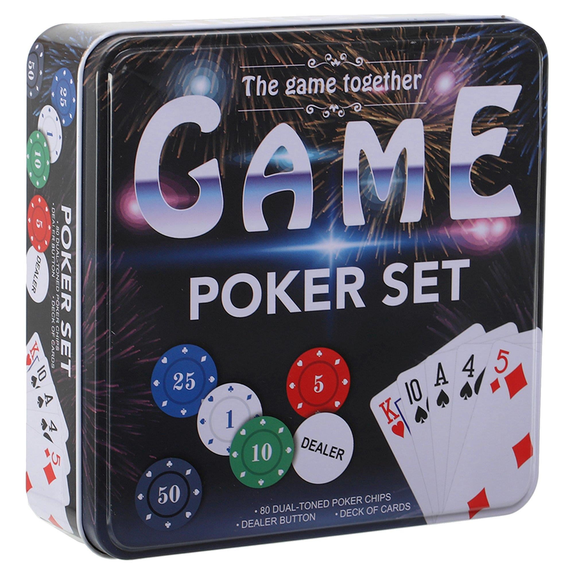 Metal Kutulu 80 Chip Ve 1 Adet İskambil Kağit Setine Sahip Poker Oyunu