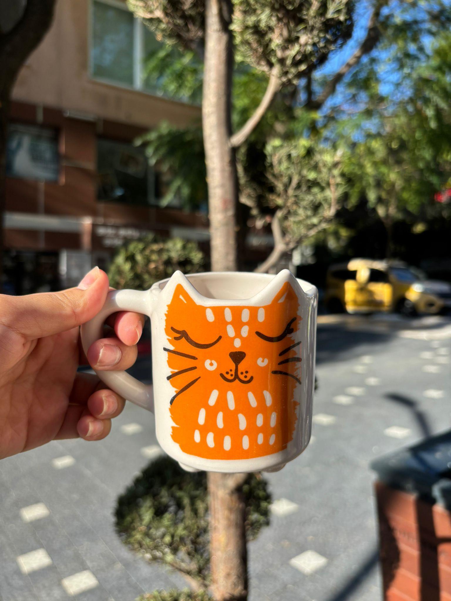 Miyav Kupa - 300 cc Seramik Kupa - Sevimli Kedi Desenli