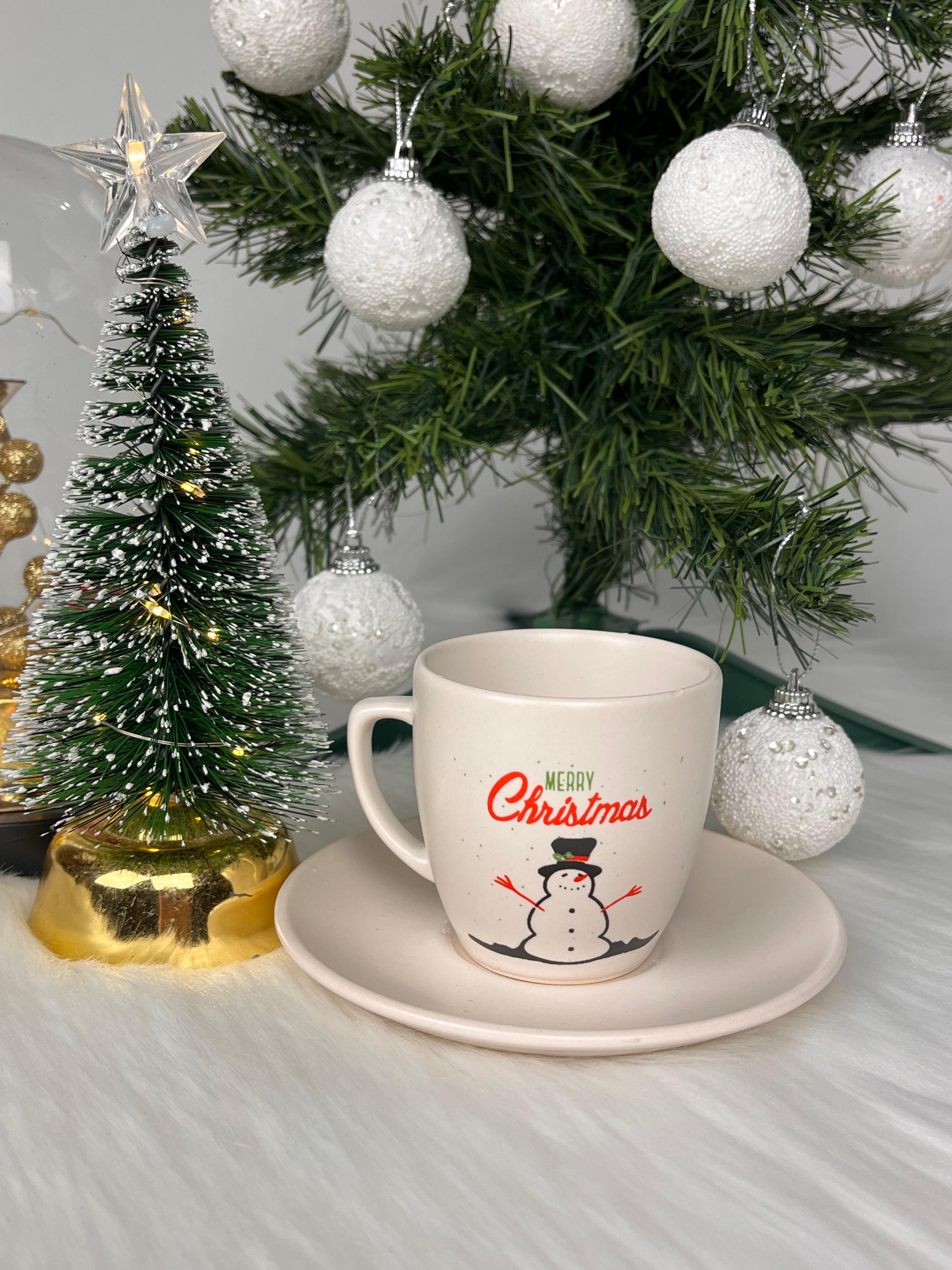 Mutlu Yıllar Noel Baba Kardanadam Türk Kahvesi Fincanı
