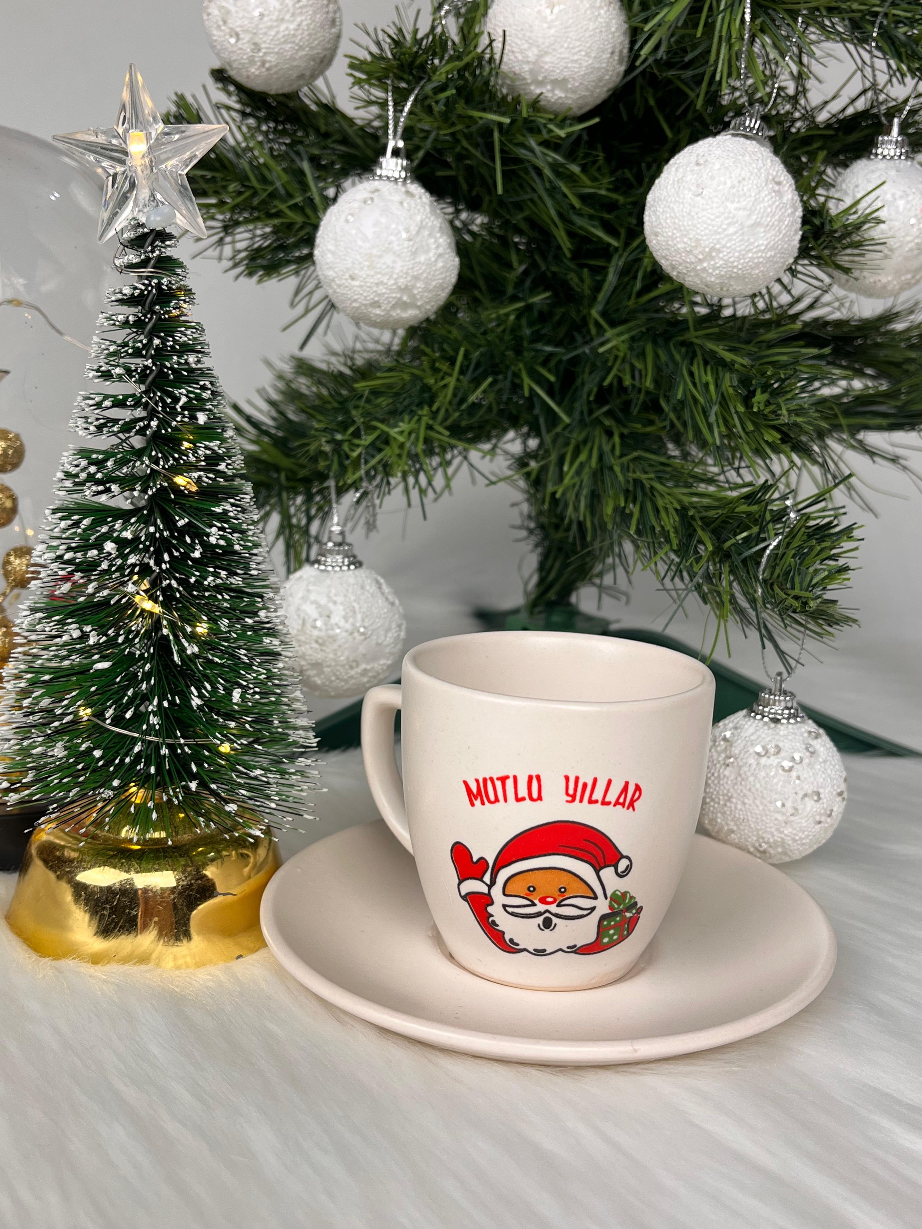 Mutlu Yıllar Noel Baba Türk Kahvesi Fincanı