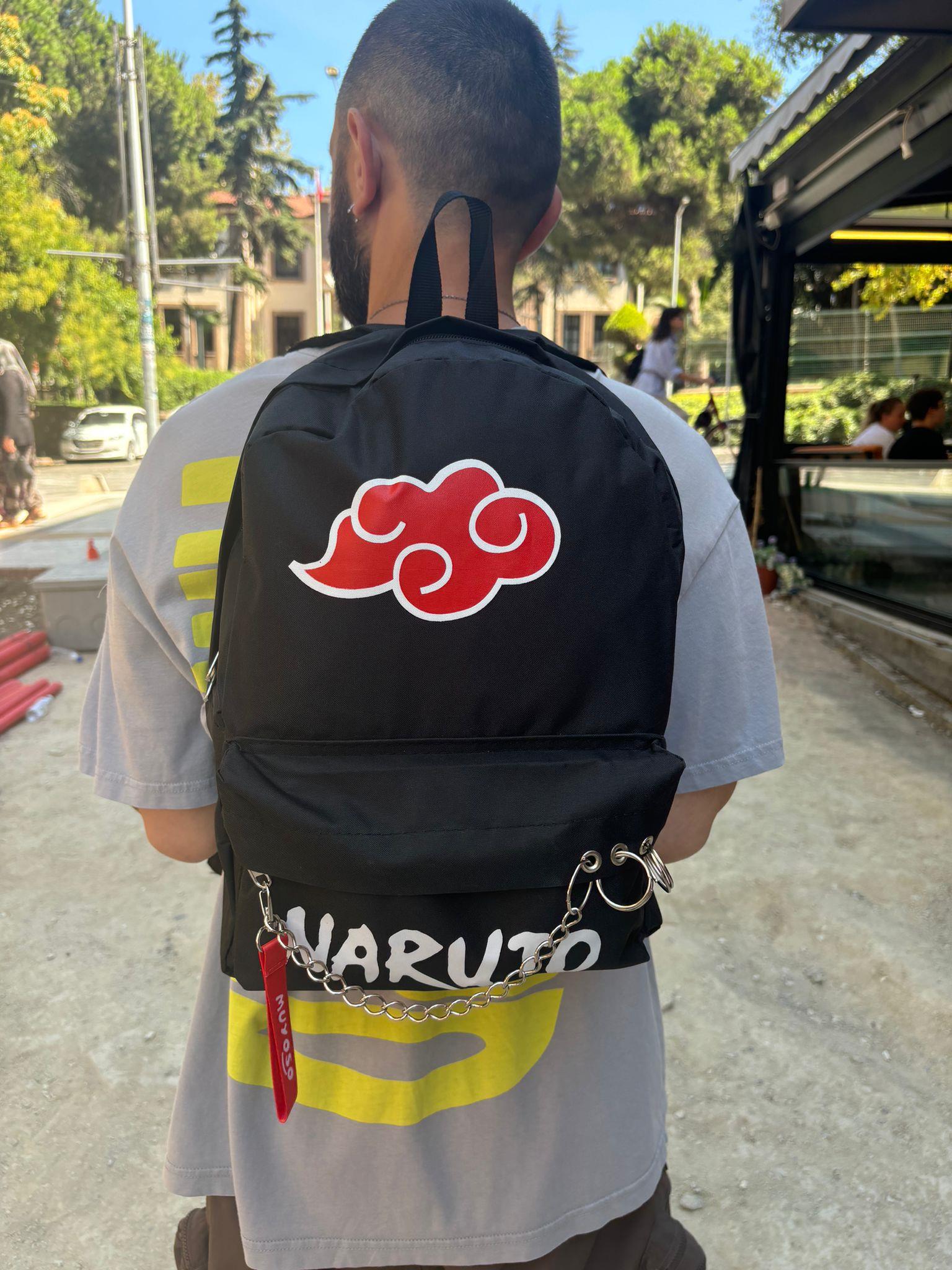 Naruto Piercing ve Zincir Detaylı Okul Ve Sırt Çantası