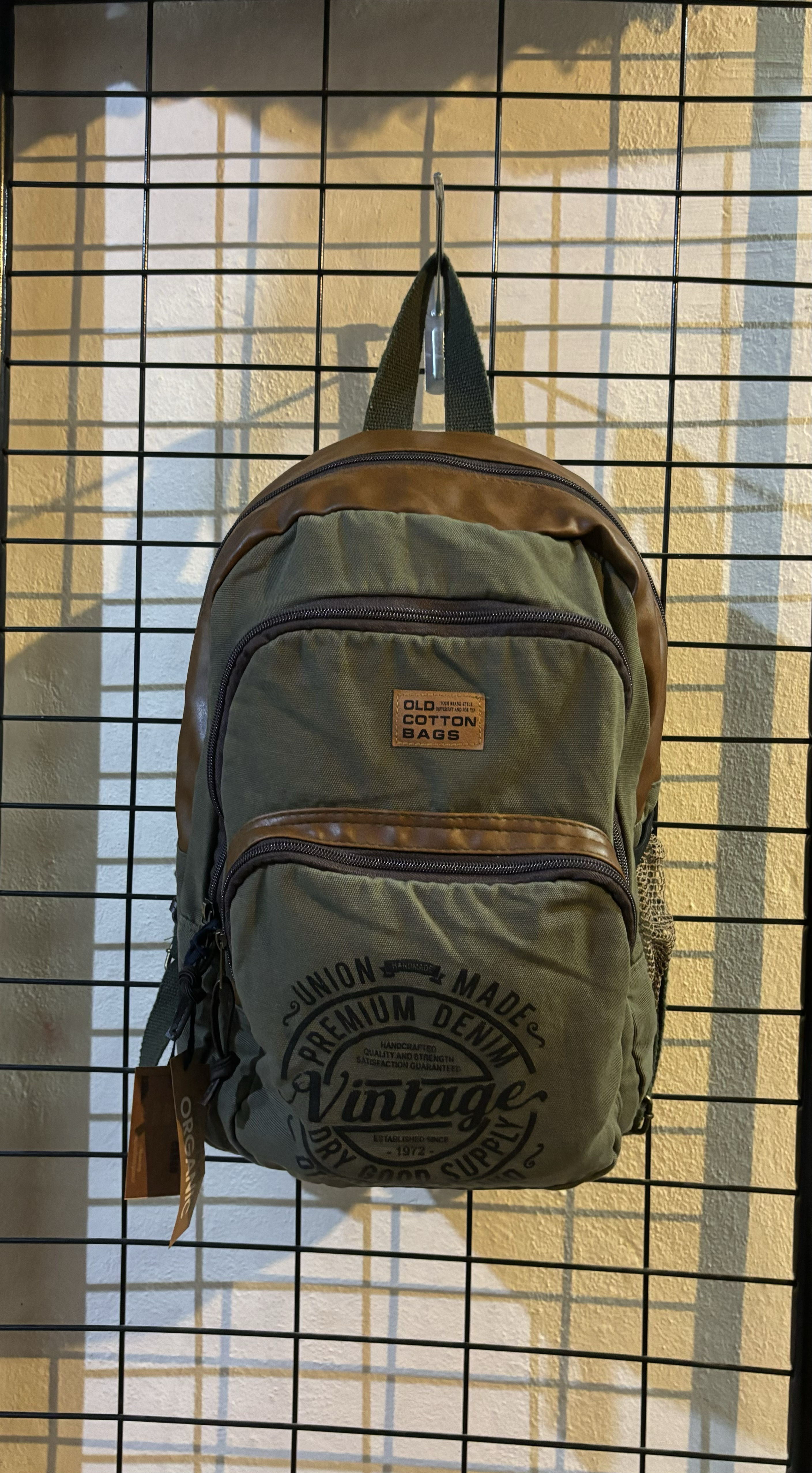 Old Cotton Haki Yeşil Vintage Okul ve Sırt Çantası