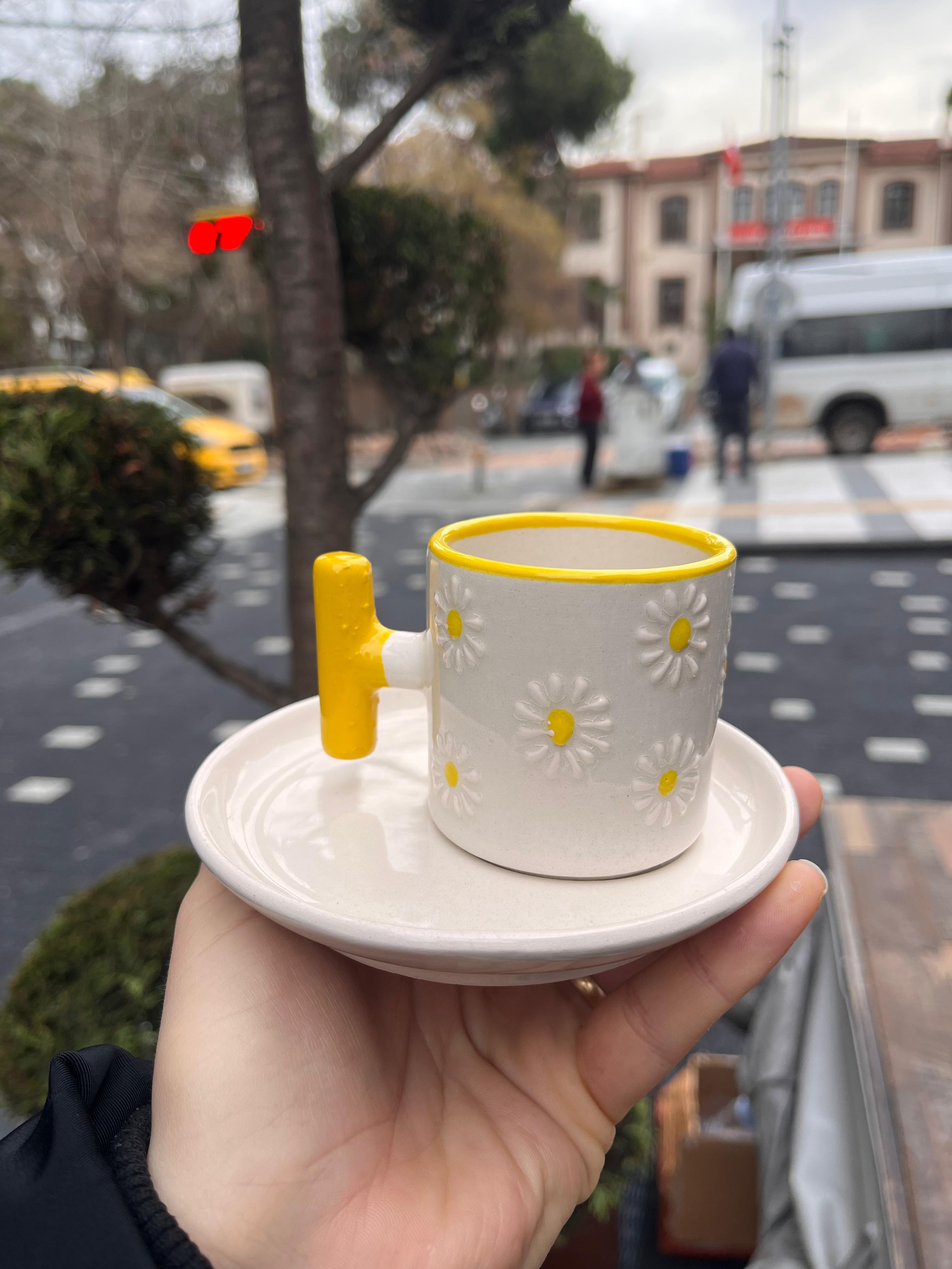 Papatyalı Pinterest T Kulplu Türk Kahvesi Fincanı