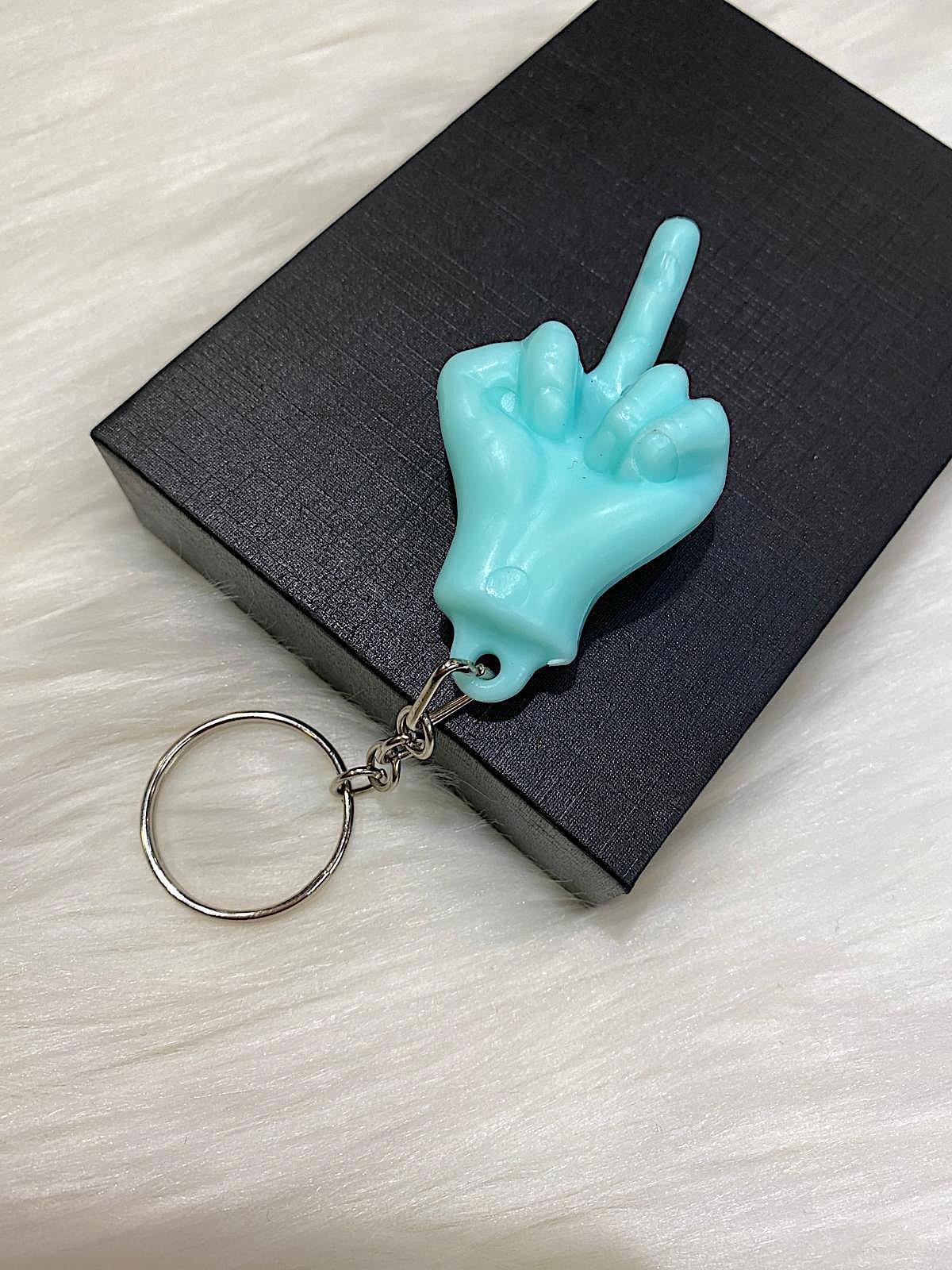 Parmakla Gösterilen Keychain - Mavi