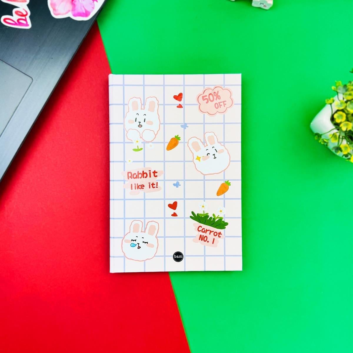 Rabbit Like It Tasarımlı Lastikli Defter - 80 Yaprak