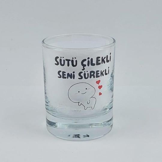 Sütü Çilekli Seni Sürekli - Shot Bardağı