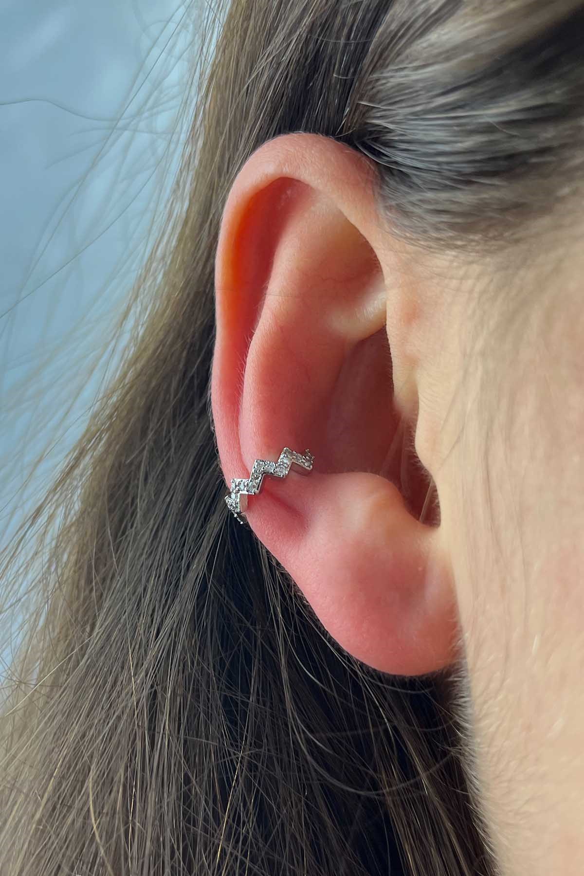 Taç Gri Renk Earcuff