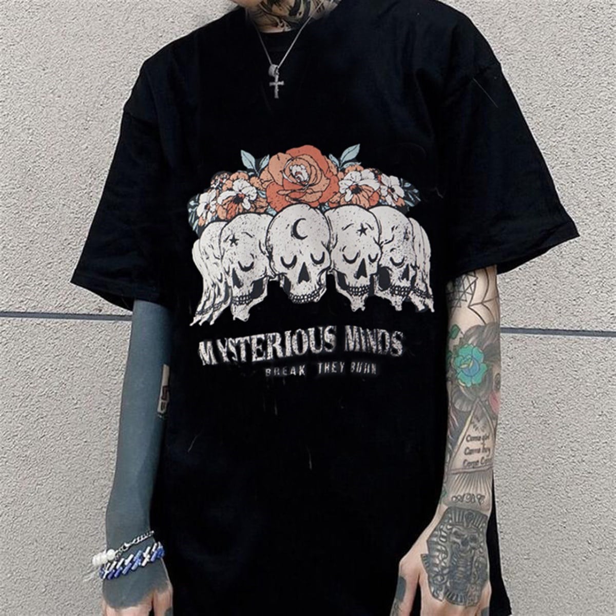 Touz Moda Gothic Mysterious Minds Unisex Oversize Kısa Kolu T-Shirt