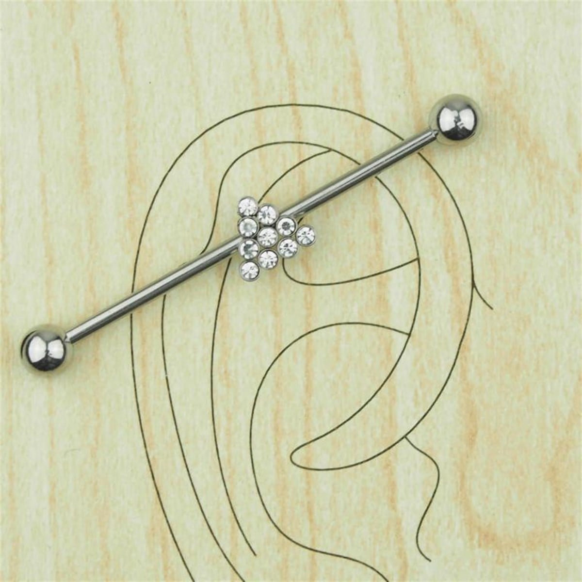 Üçgen Taşlı Çelik Köprü Piercing