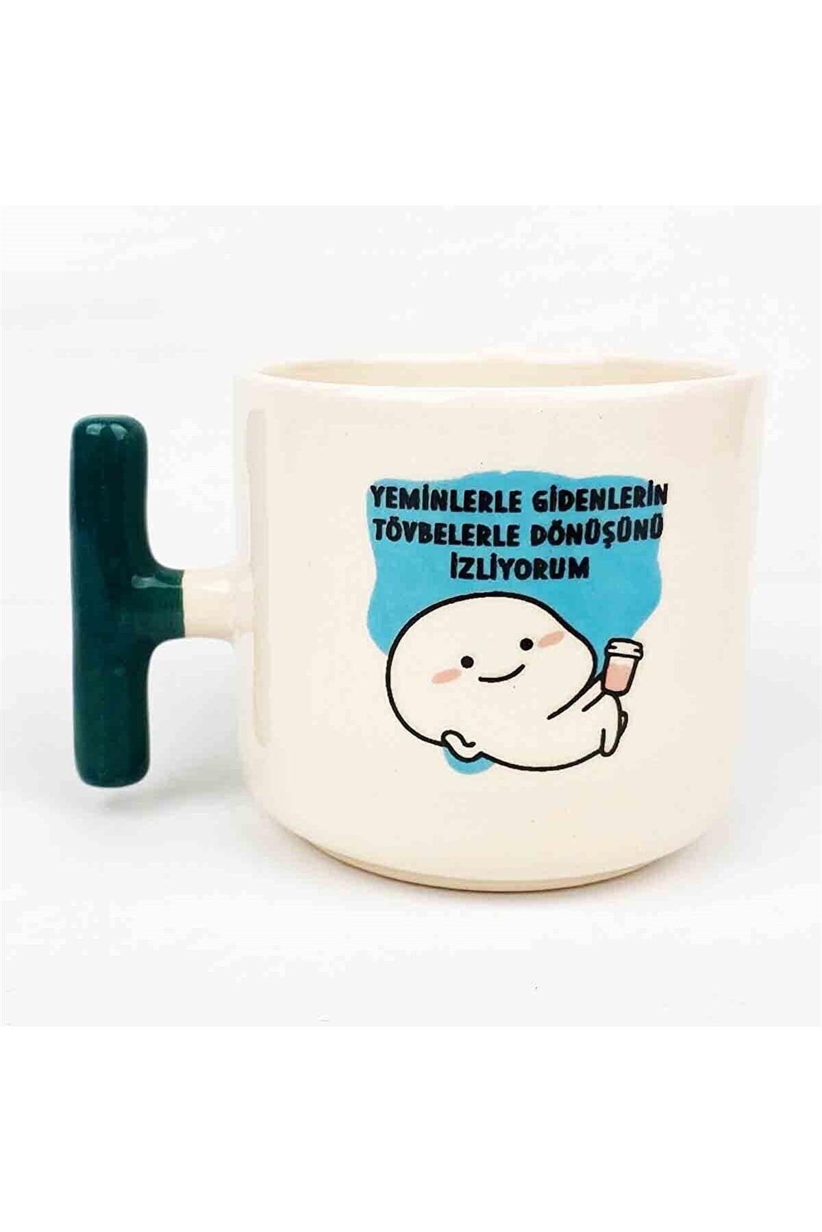 Yeminlerle Gidenlerin Tövbelerle Dönüşünü Izliyorum El Yapımı Krem Parlak Kupa