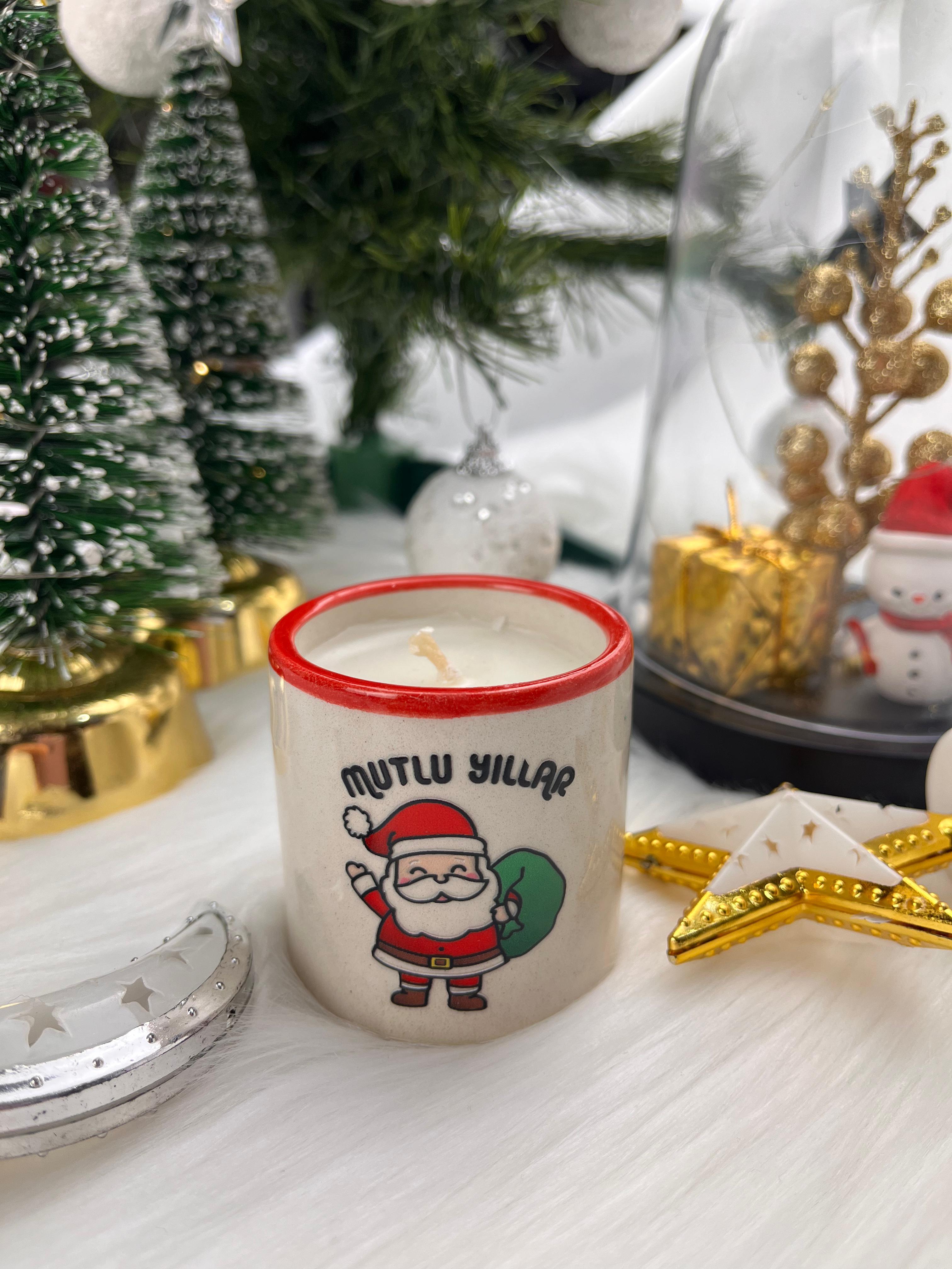 Yeşil Torbalı Noel Baba Kokulu Mum