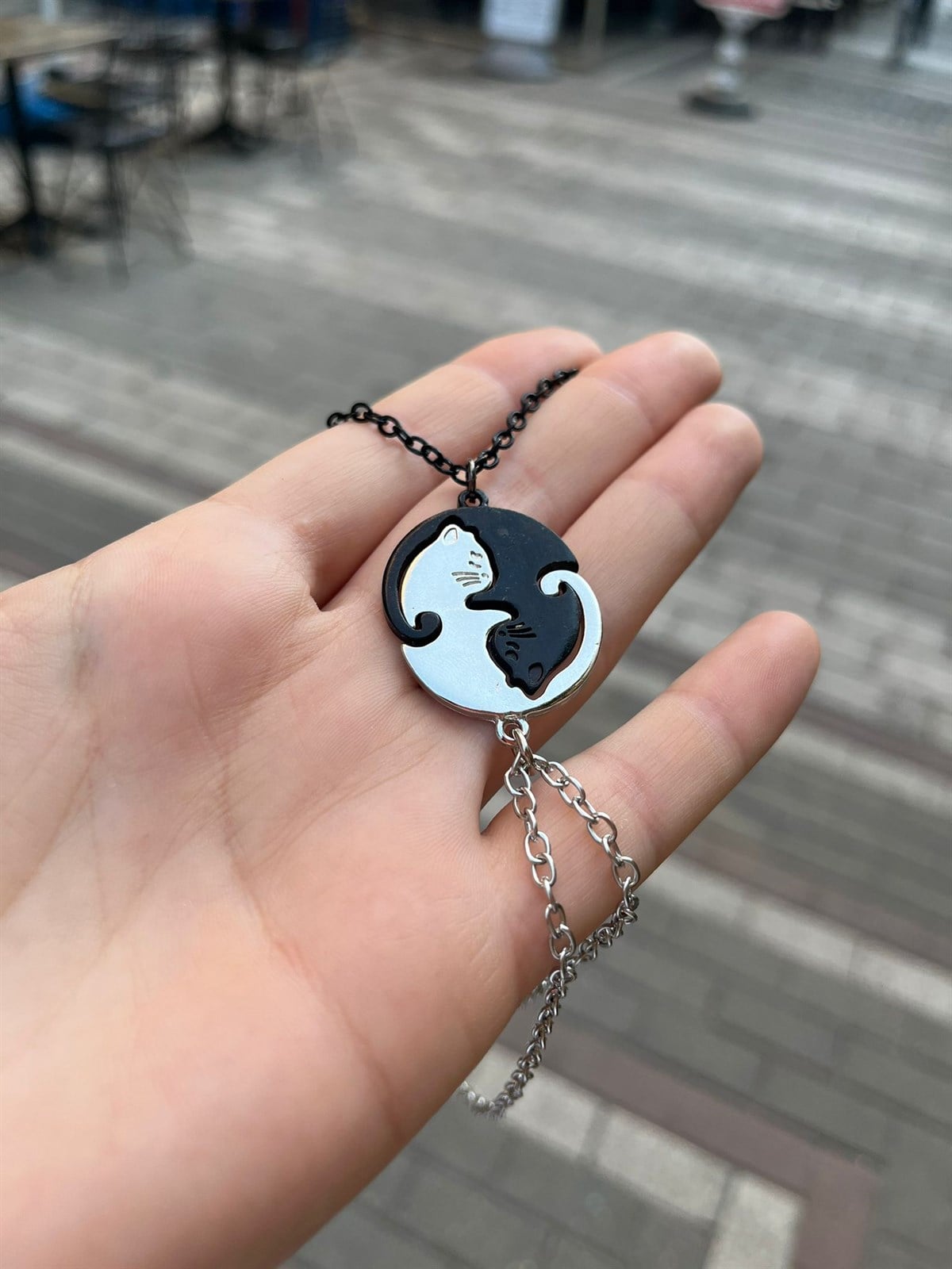 Yin Yang Kedili Çift Kolye