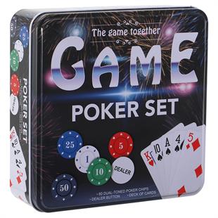 Metal Kutulu 80 Chip Ve 1 Adet İskambil Kağit Setine Sahip Poker Oyunu