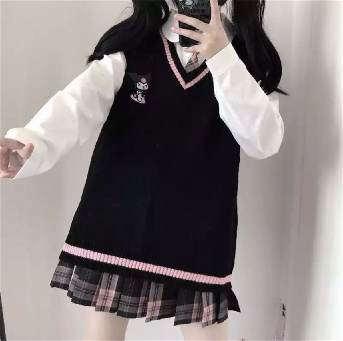  Anime Harajuku Kuromi Sanrio V Yaka Süveter