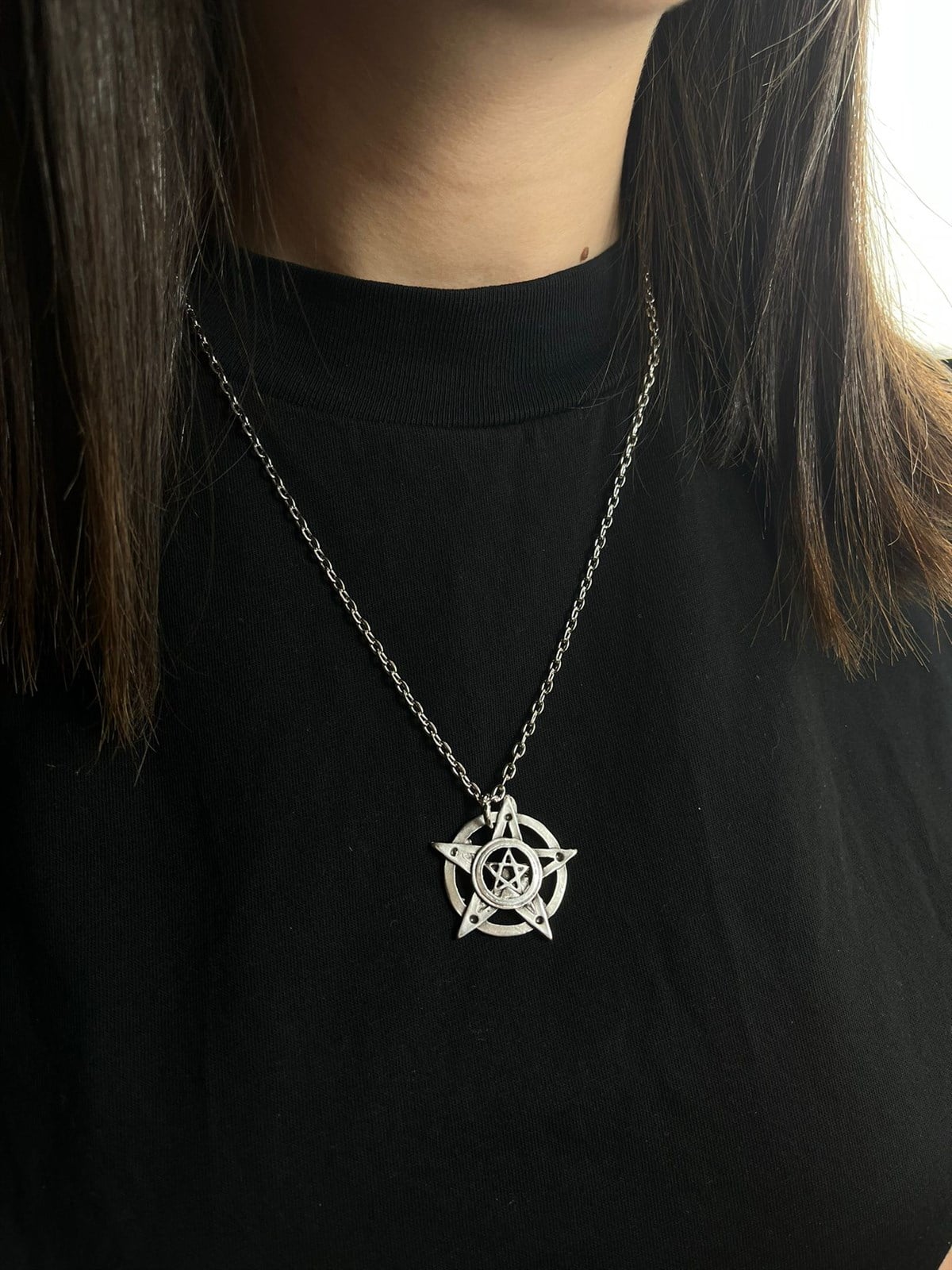  Pentagram Tasarım Zincir Kolye