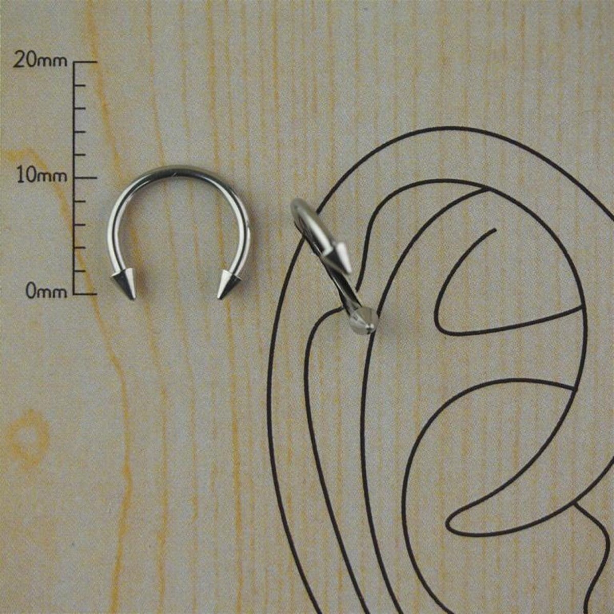 10mm Gri Spayk Çelik Halka Piercing