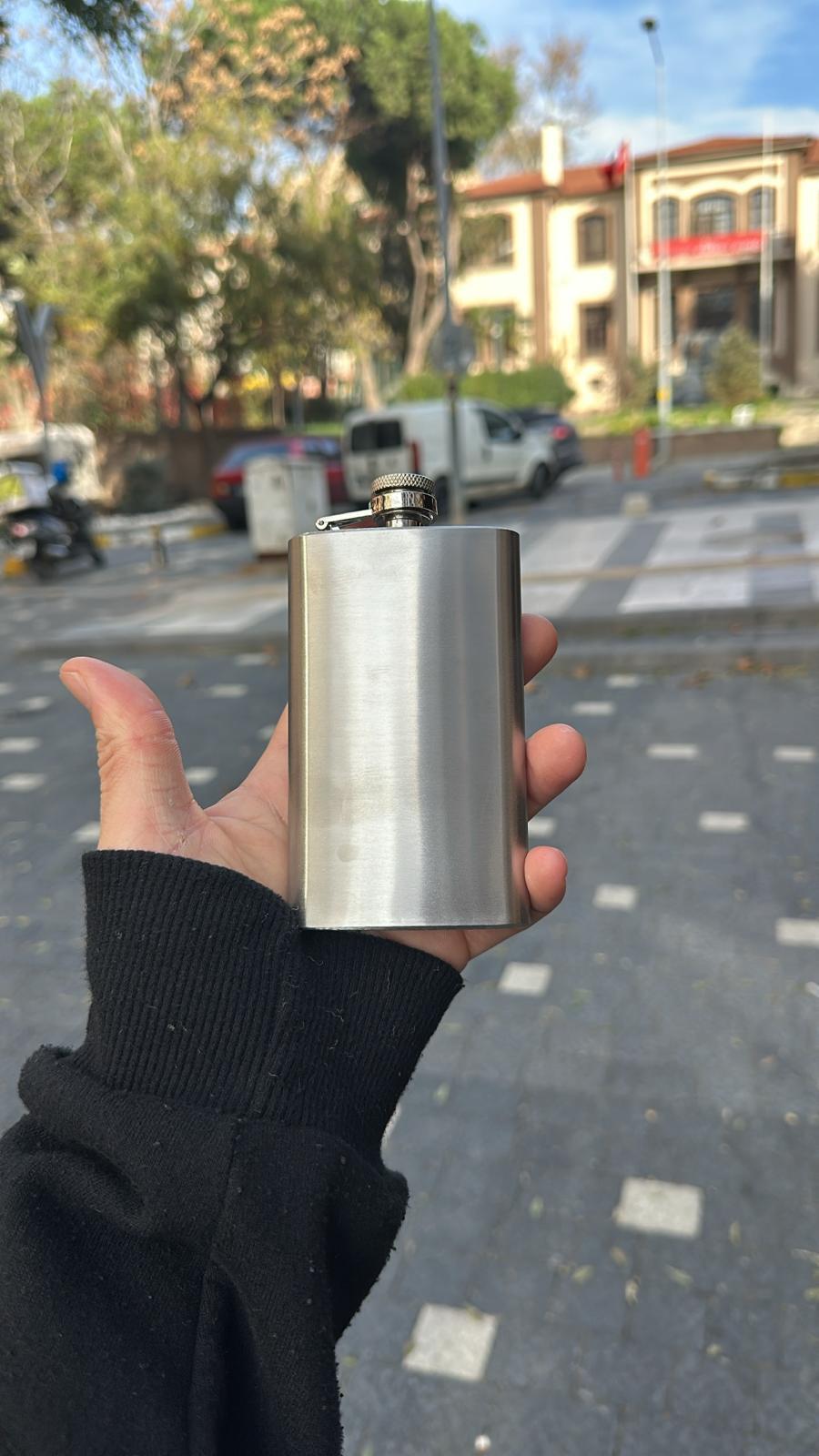 6 Oz Gri Alkol Matarası