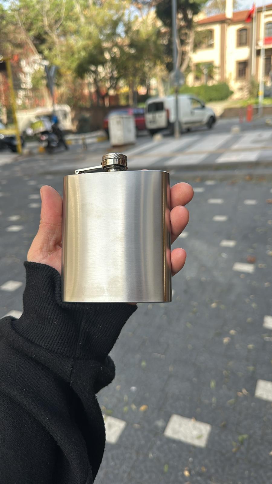 7 Oz Gri Alkol Matarası