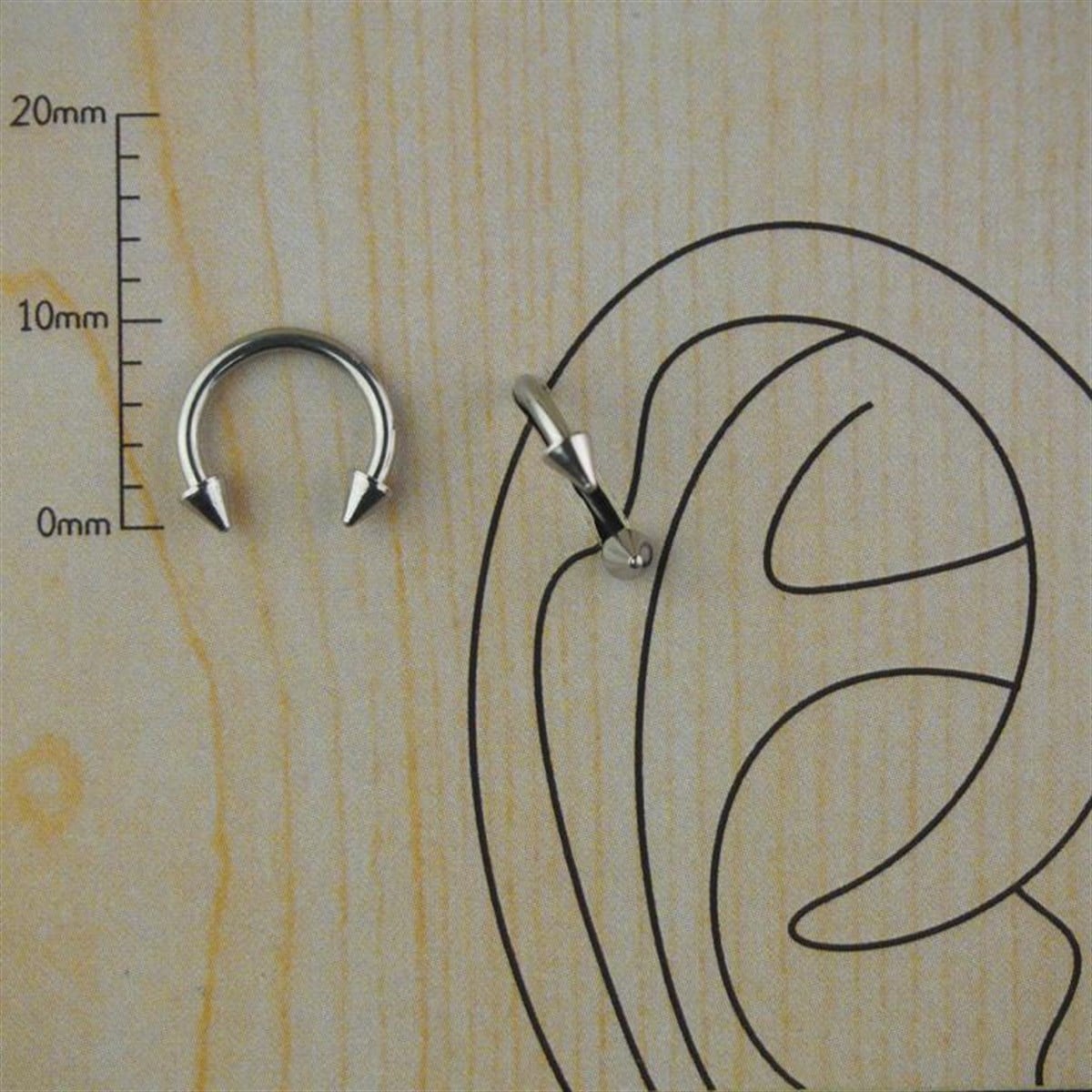 8mm Gri Spayk Çelik Halka Piercing