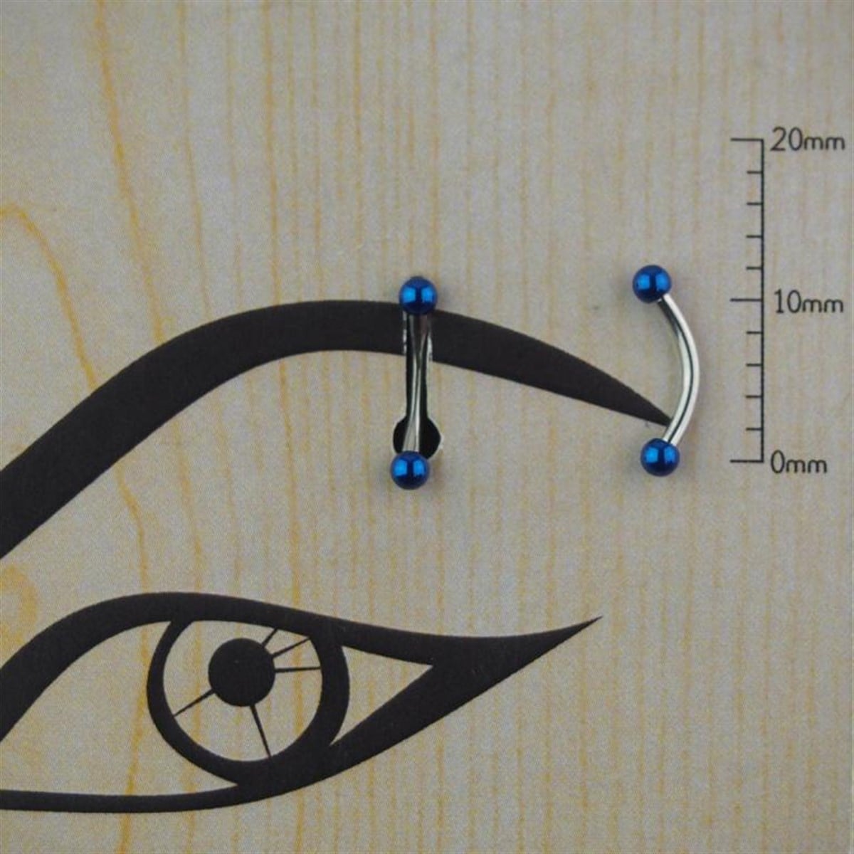 8mm Lacivert Top Çelik Kaş Piercing