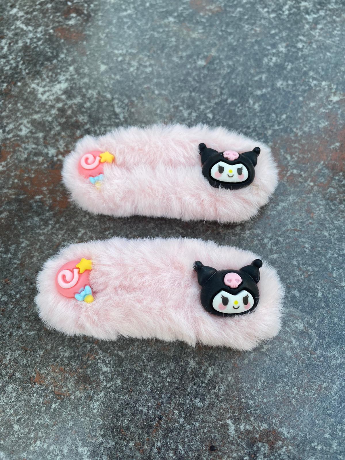 Anime Kuromi Pembe Peluş 2'li Çıt Çıt Toka