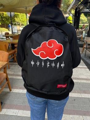 Anime Naruto Akatsuki Piercingli Zincirli Siyah Sırt Çantası