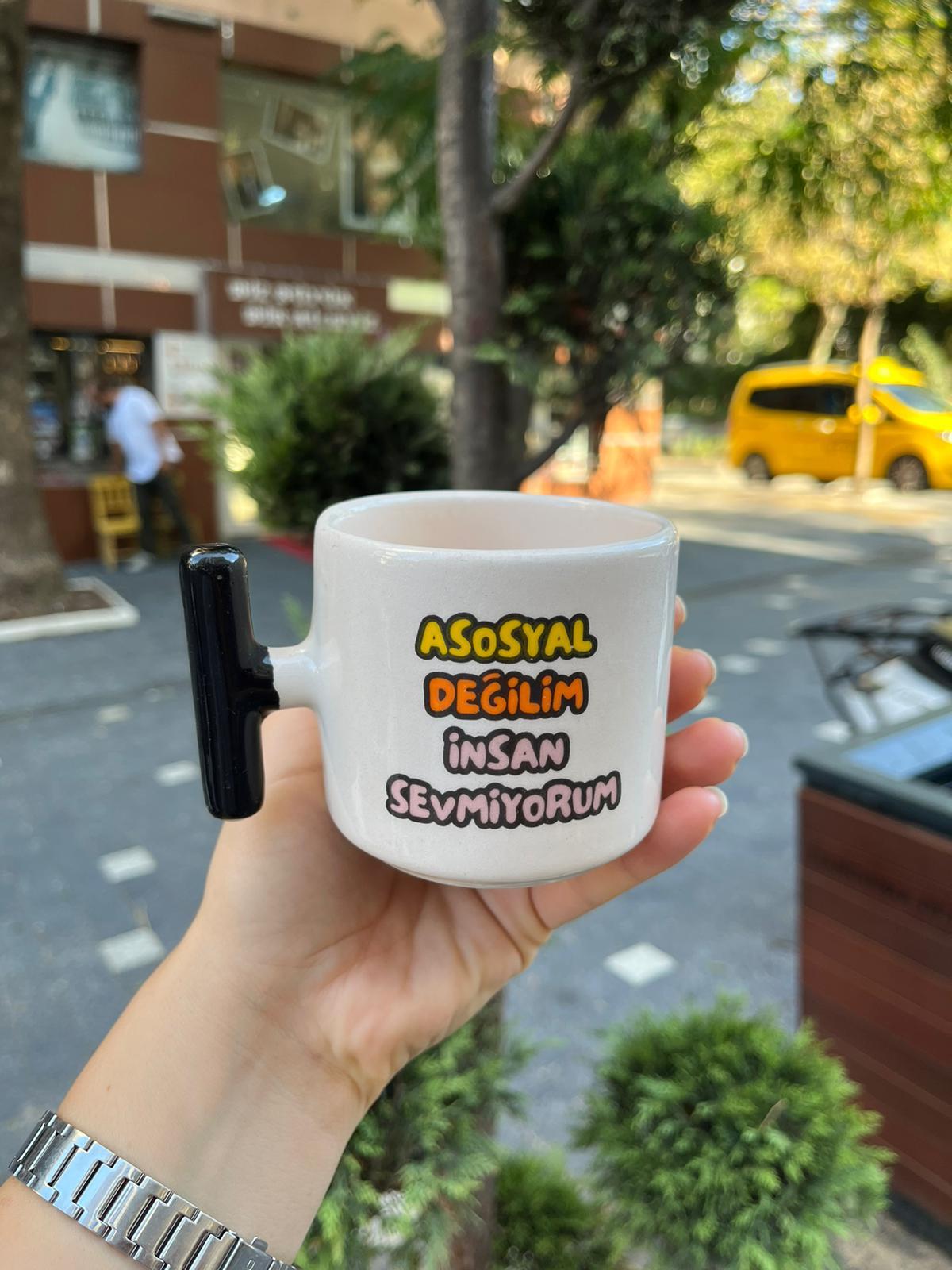 Asosyal Değilim İnsan Sevmiyorum T Kulplu Kupa