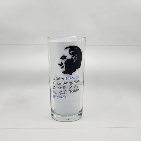 Bizim Maviye Olan Sevgimiz Baskılı Ve Atatürk Detaylı Rakı Bardağı