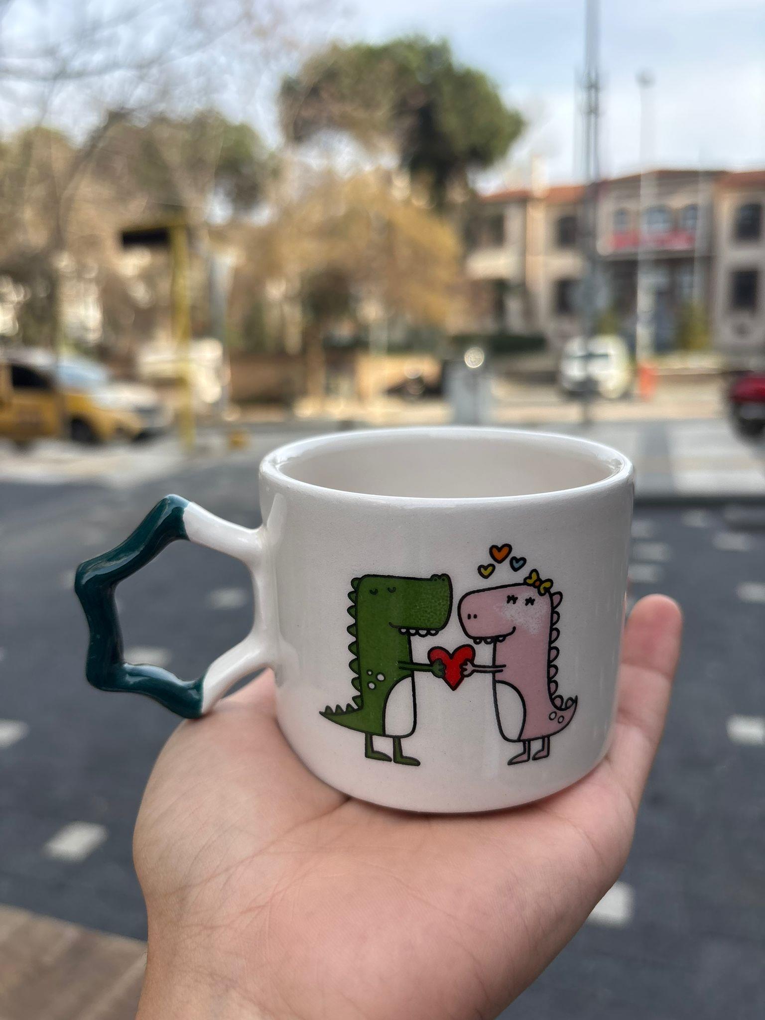 Çift Dinazor Yıldız Kulplu Kupa
