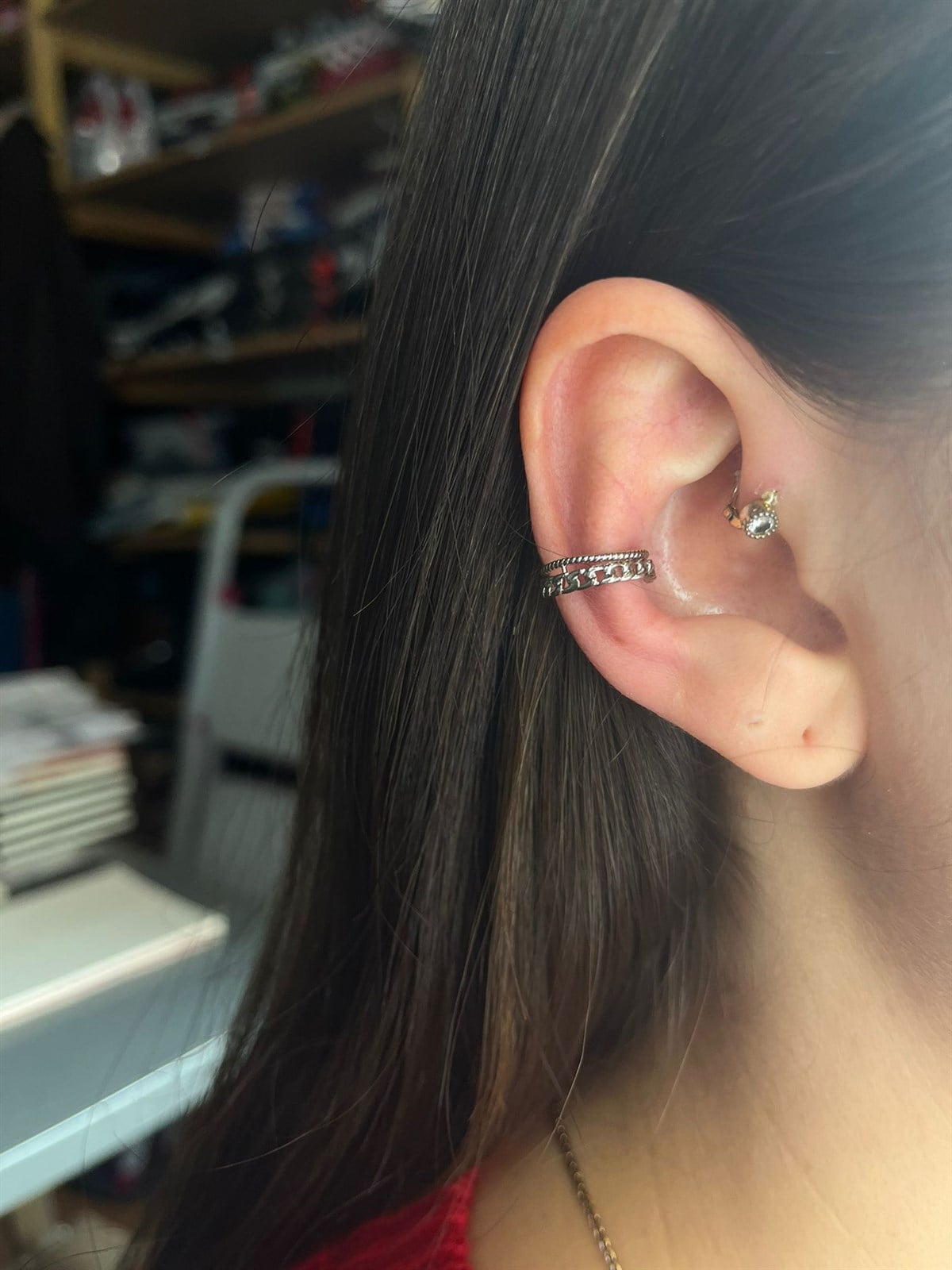 Detaylı Gri Renk Earcuff