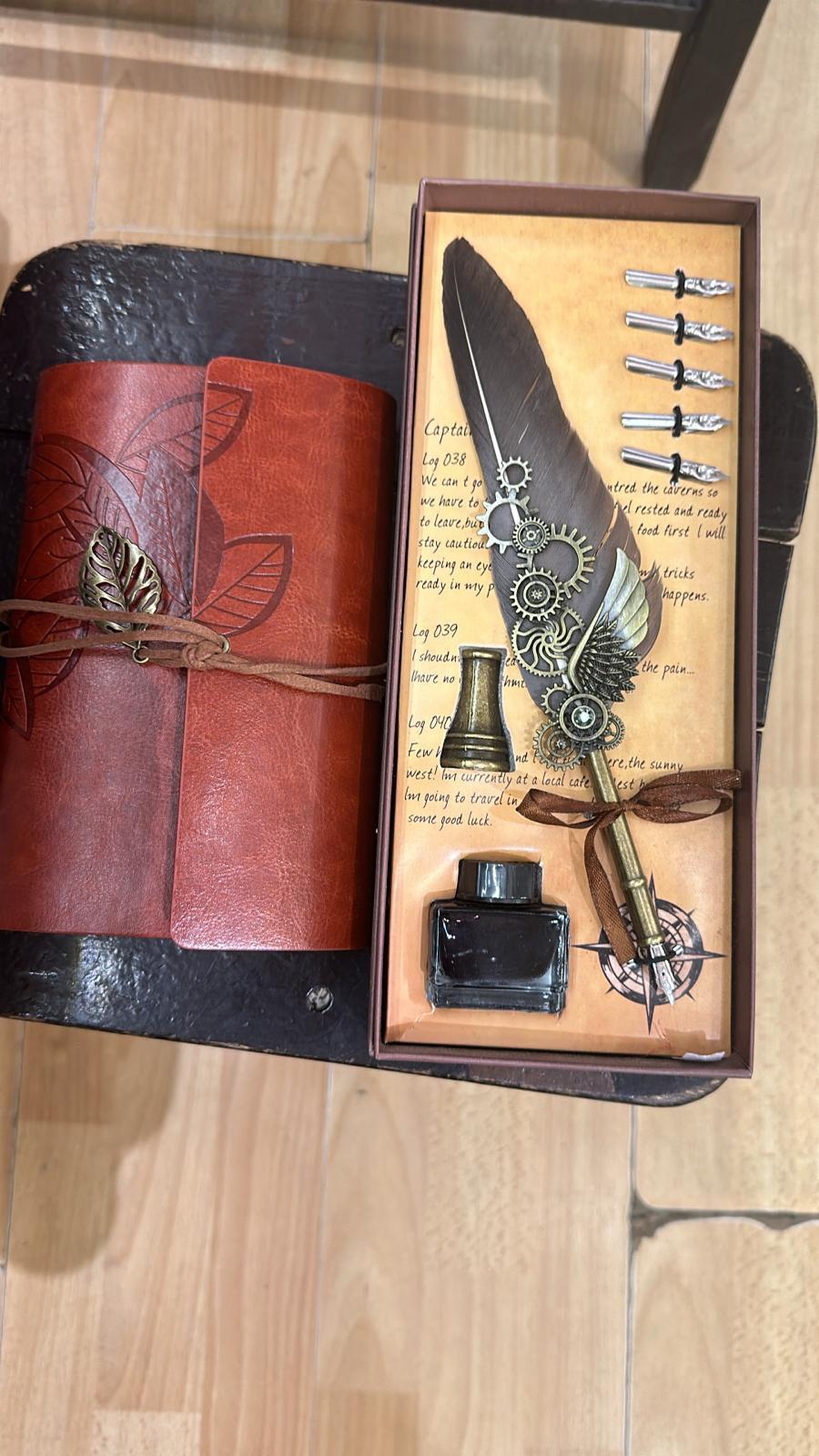 Divid Seti ve Deri Kaplı Defter - Takım