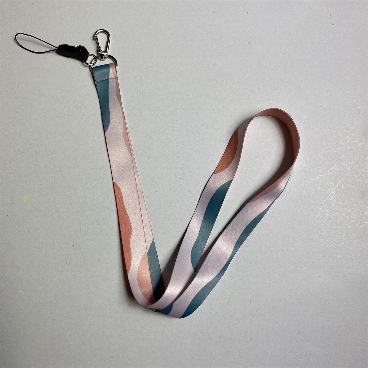 Geometrik Pastel Renkli Boyun İpi ve Telefon Askısı