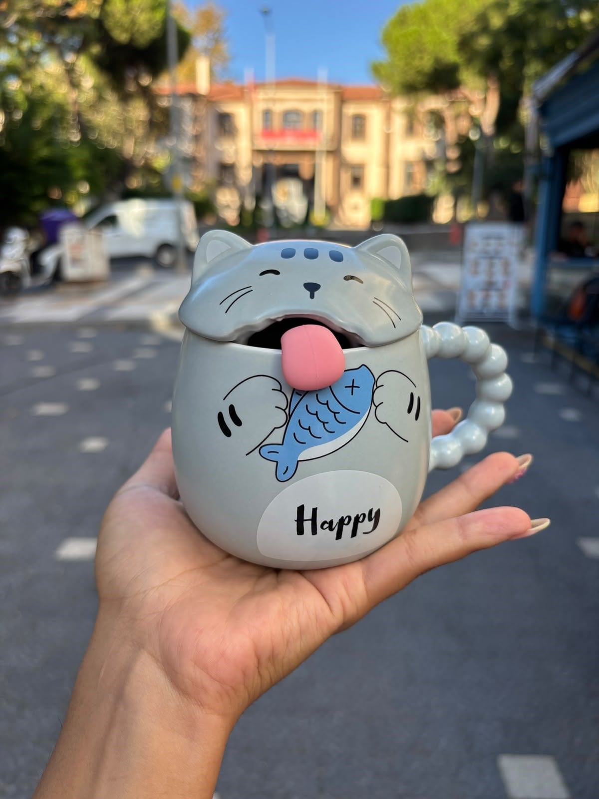 Gri Kedi 3D Mug Kupa