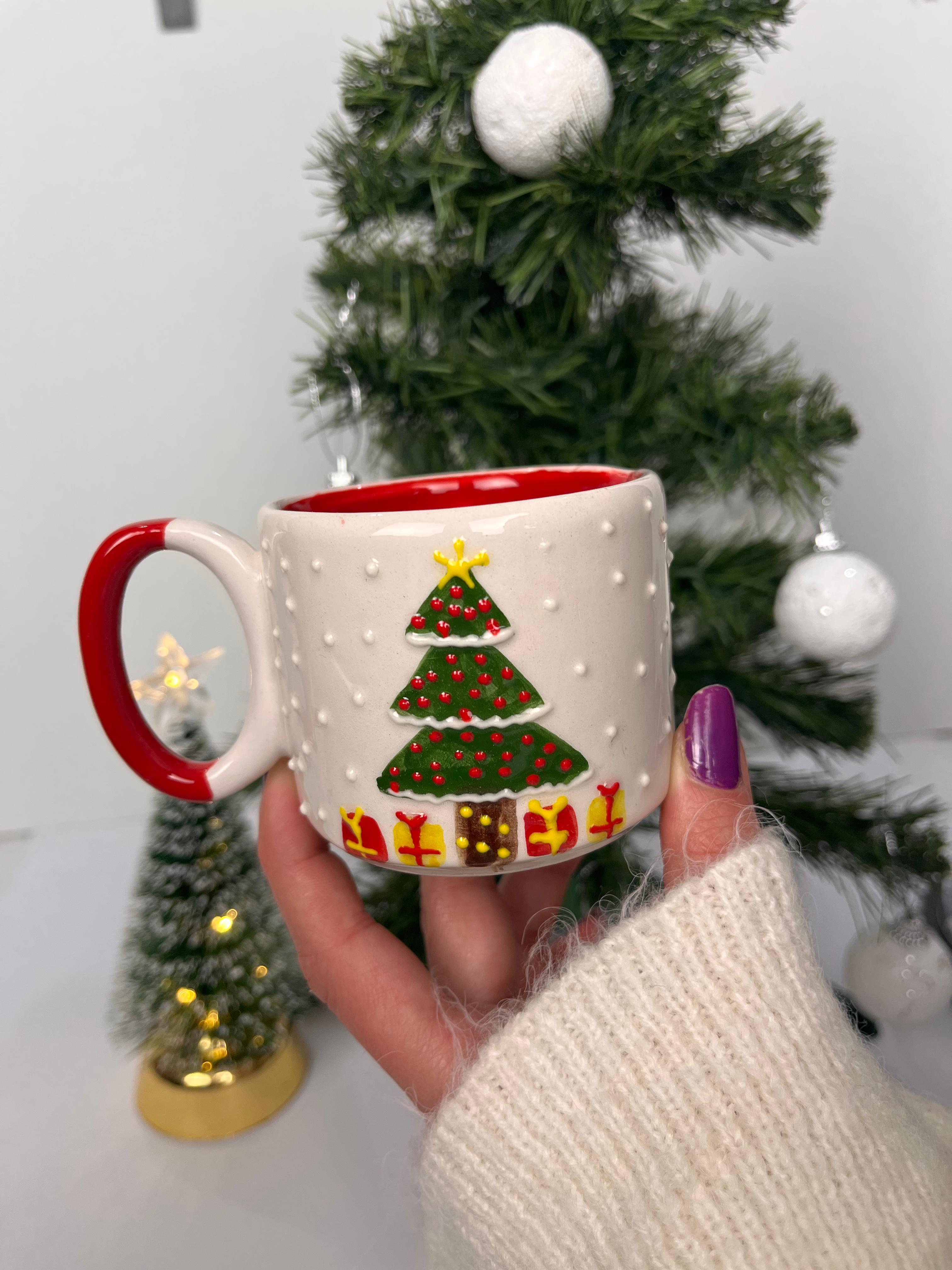 Happy New Year Kabartma 3D Çam Ağacı Kupa