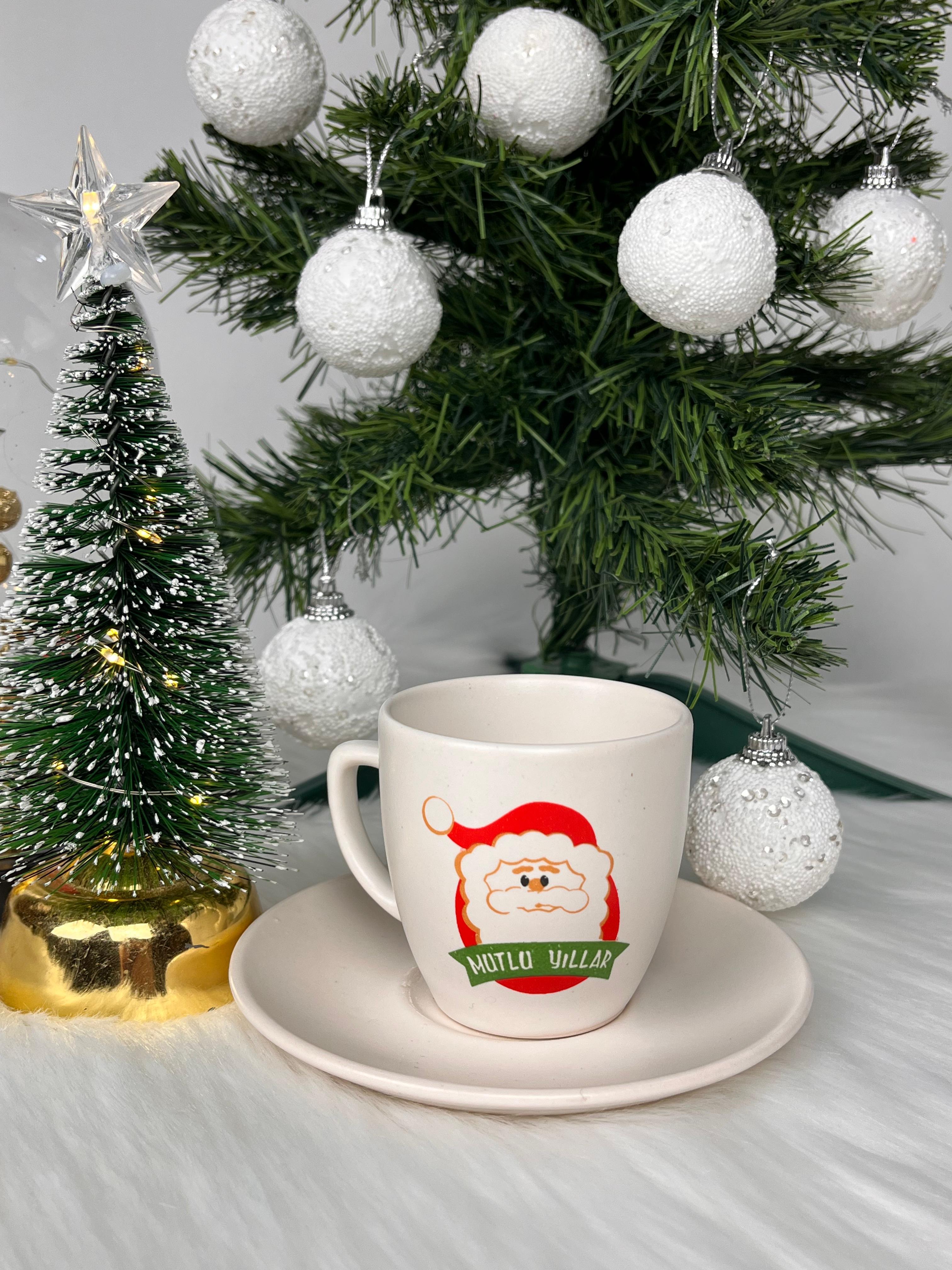 Happy New Year Noel Baba Yılbaşı Türk Kahvesi Fincanı