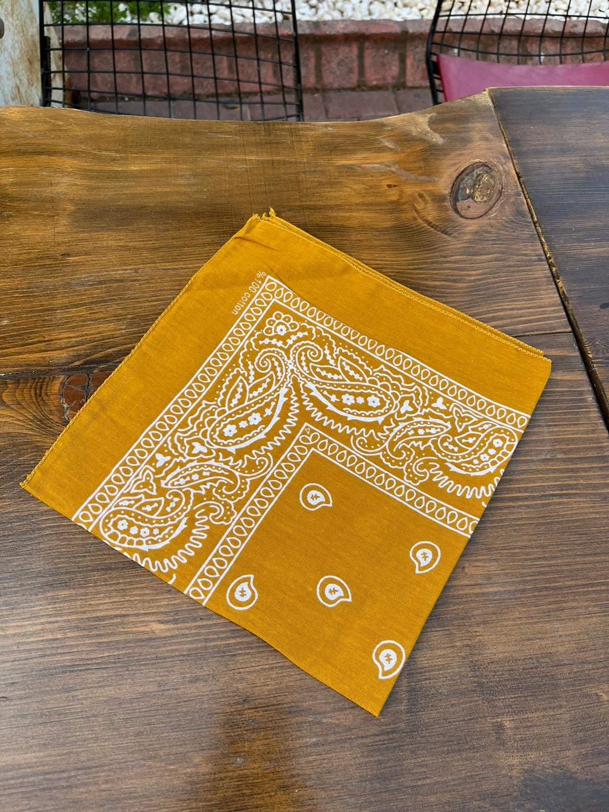 Hardal Renk Detaylı Ünisex Bandana
