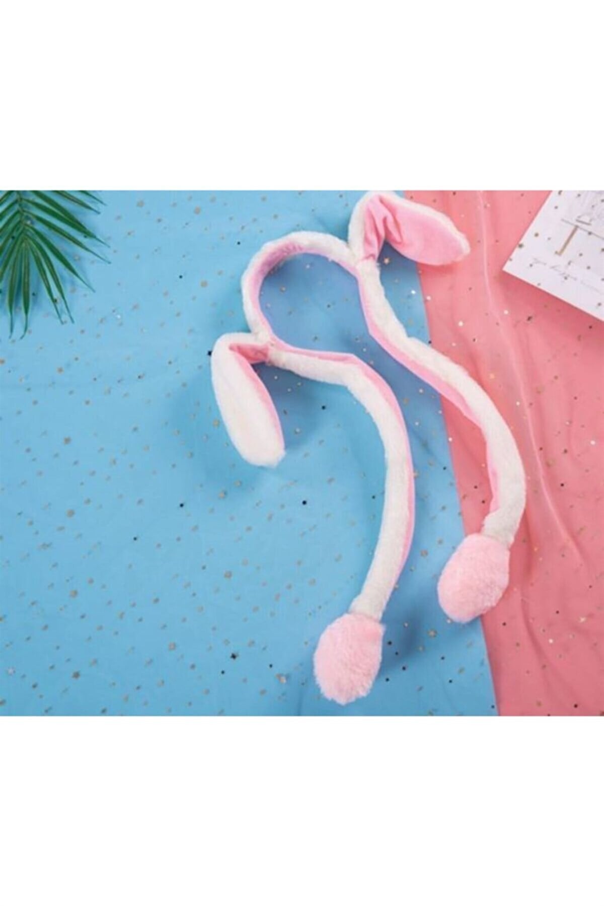 Hareketli Oynar Tavşan Kulaklı Dışı Beyaz Peluş Taç