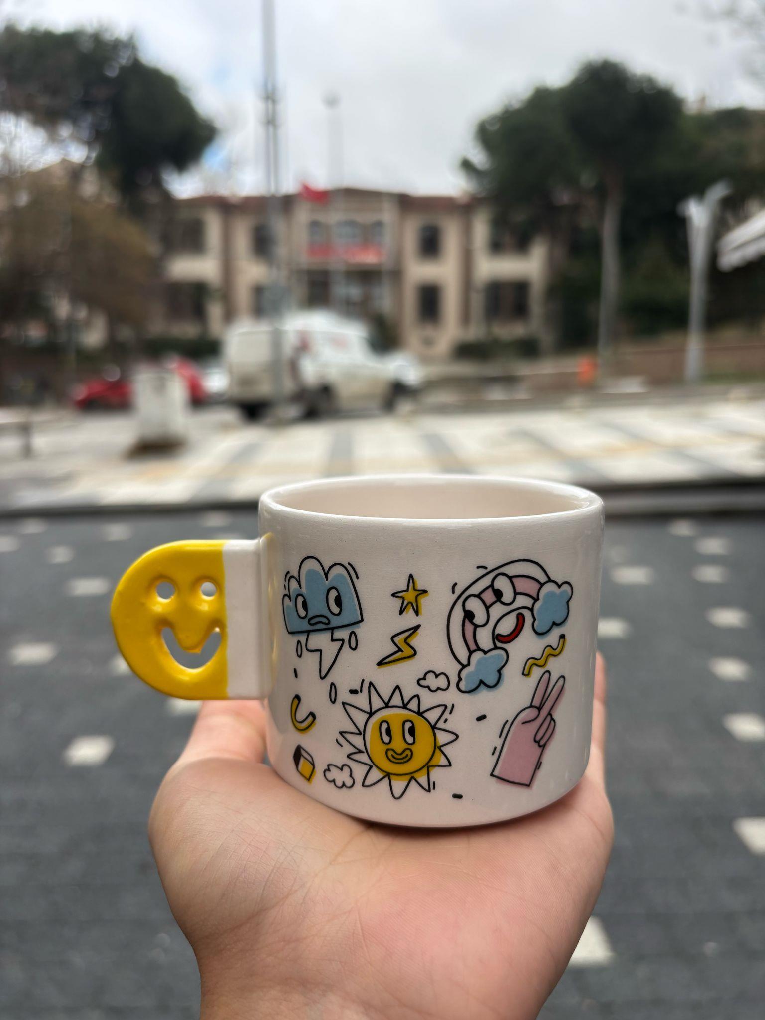 Kaktüs Dünya Bulut Gökkuşağı Smile Kupa