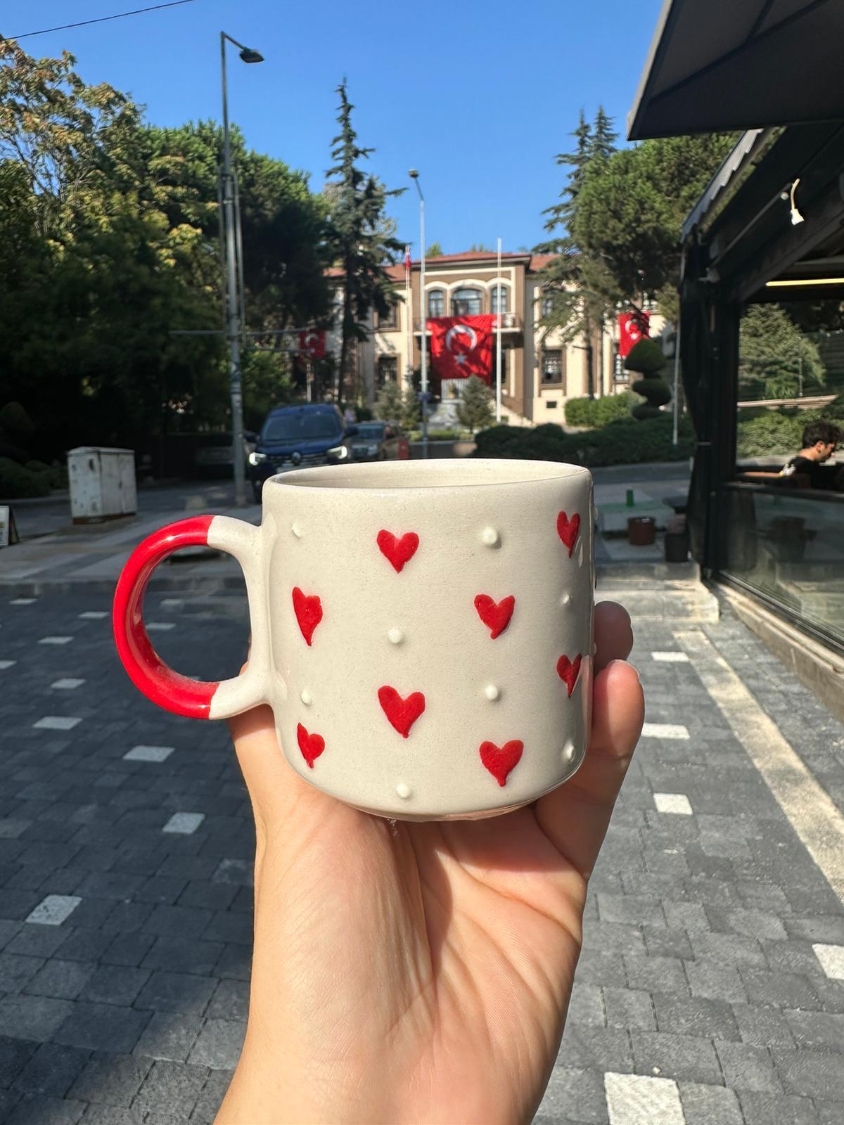 Kalp Kabartmalı Pinterest D Kulplu Kupa