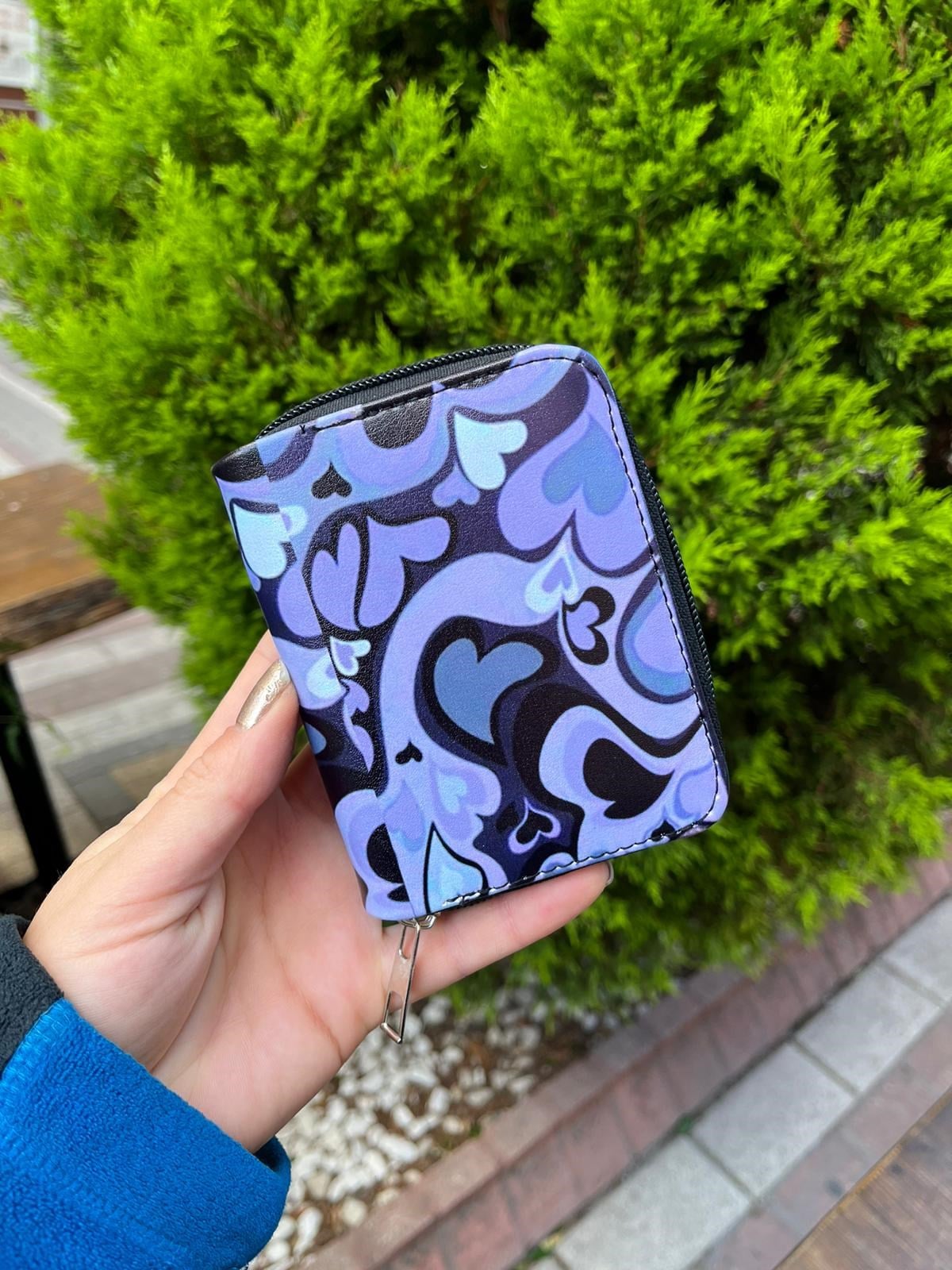 Kalpler ve Dalgalar Detaylı Unisex Cüzdan