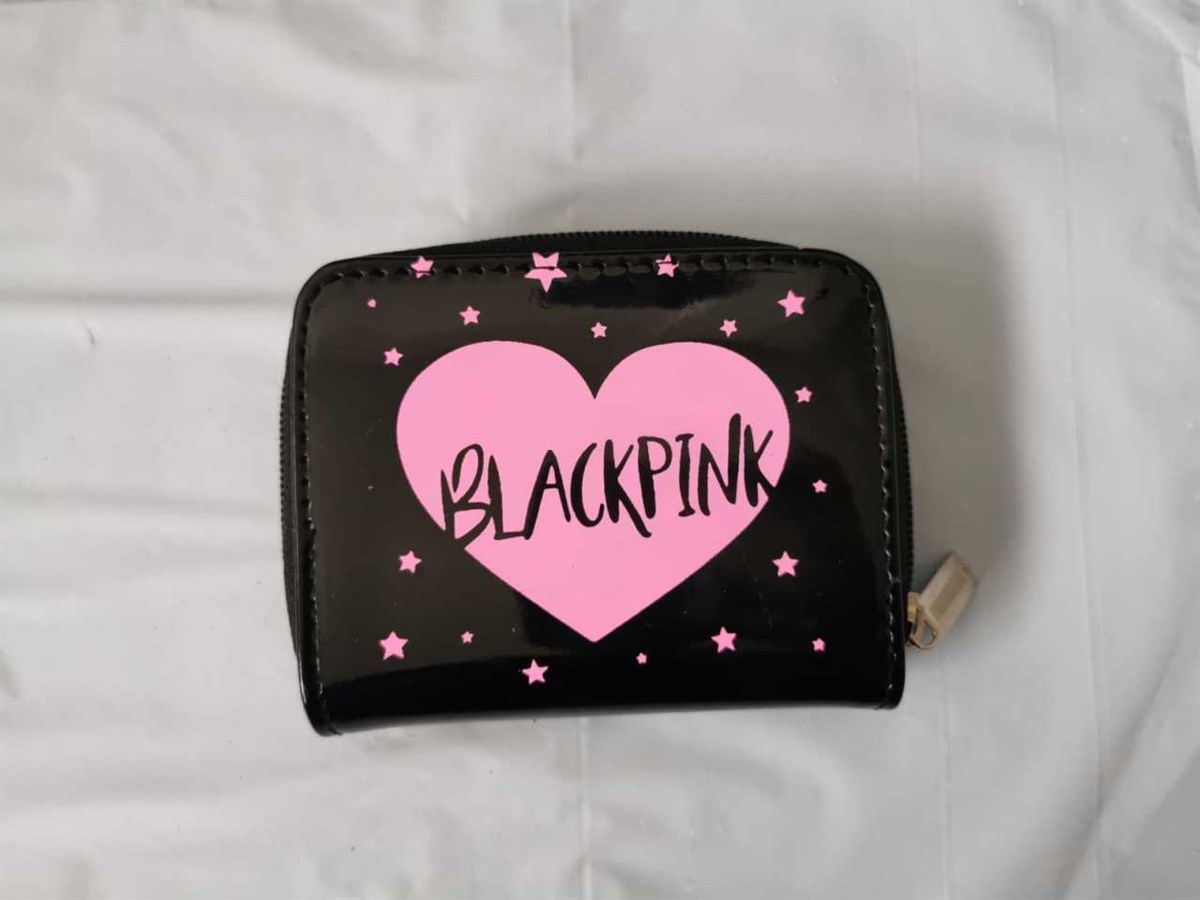 Kalpli Siyah Black Pink Baskılı Hologram Cüzdan