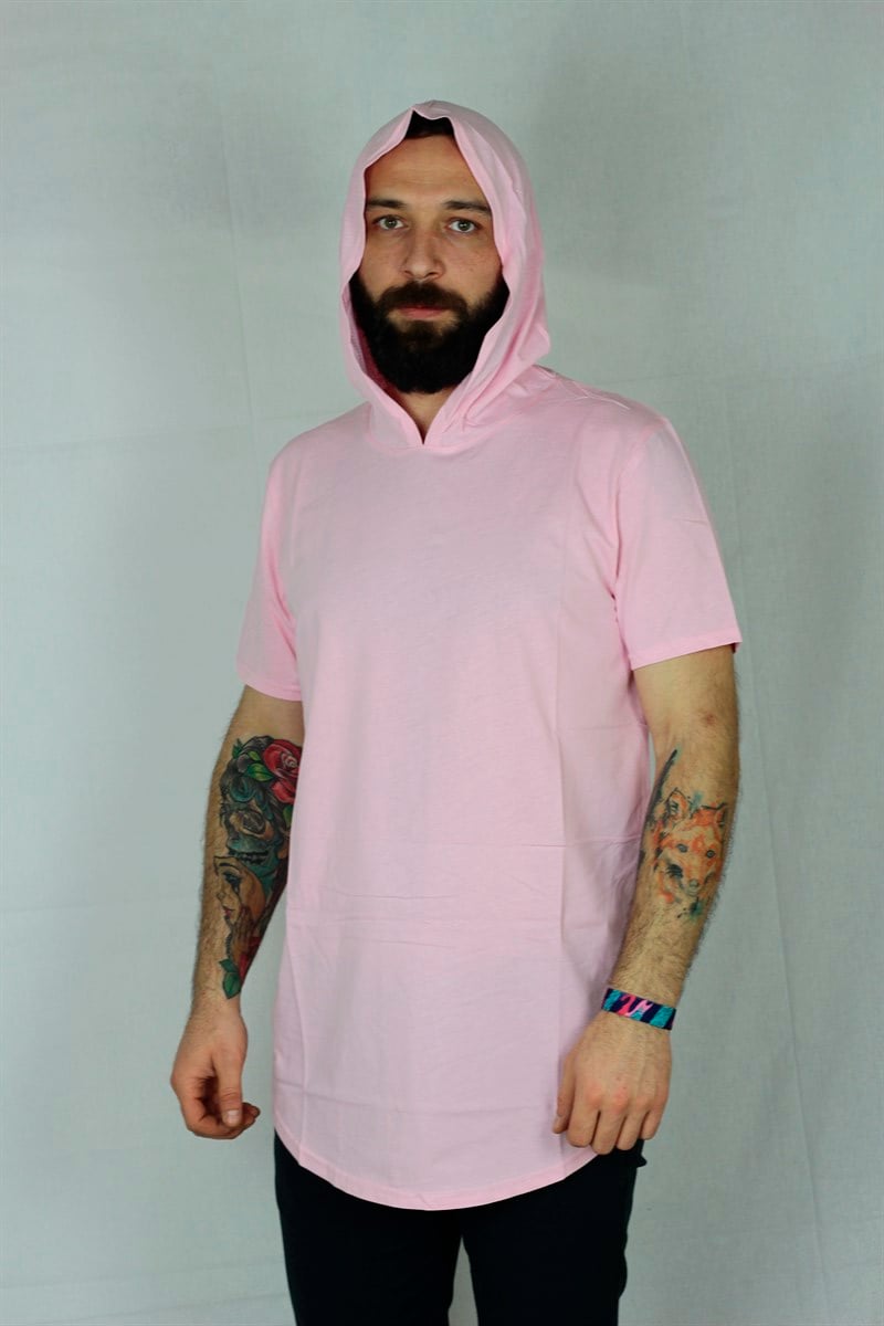 Kapşonlu Pembe Tişört