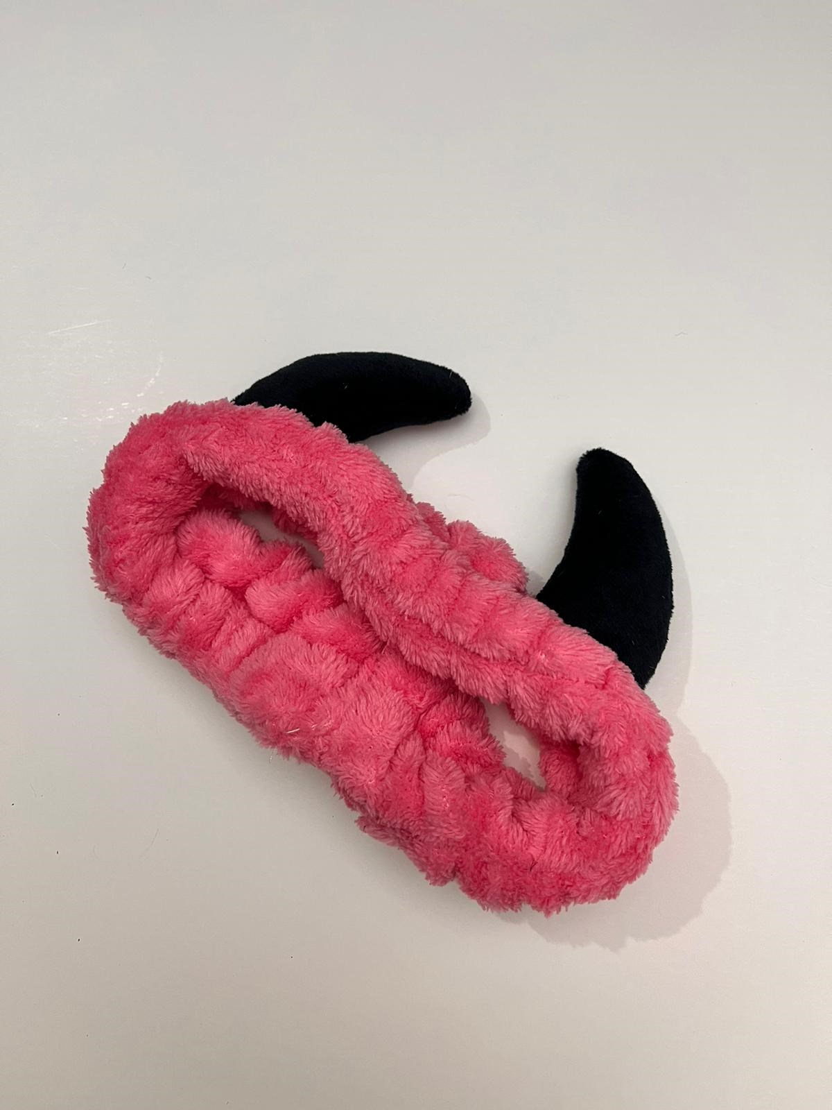 Kawaii Peluş Şeytan Boynuzları Pembe Saç Bandı