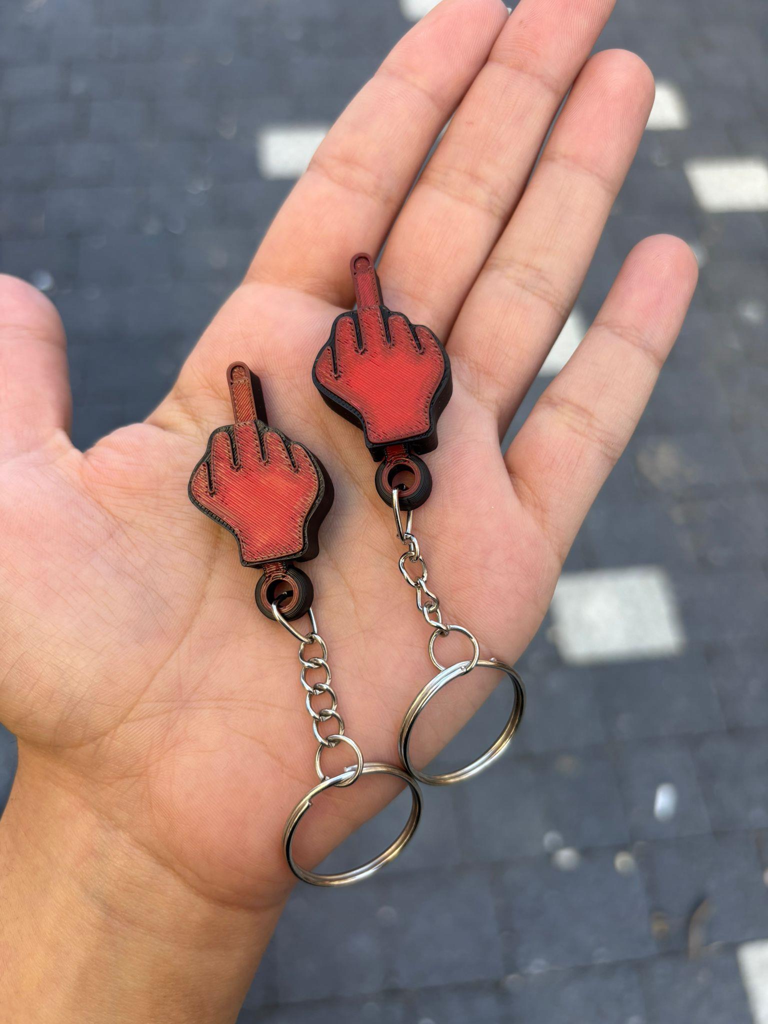 Kırmızı Orta Parmak Espirili Anahtarlık