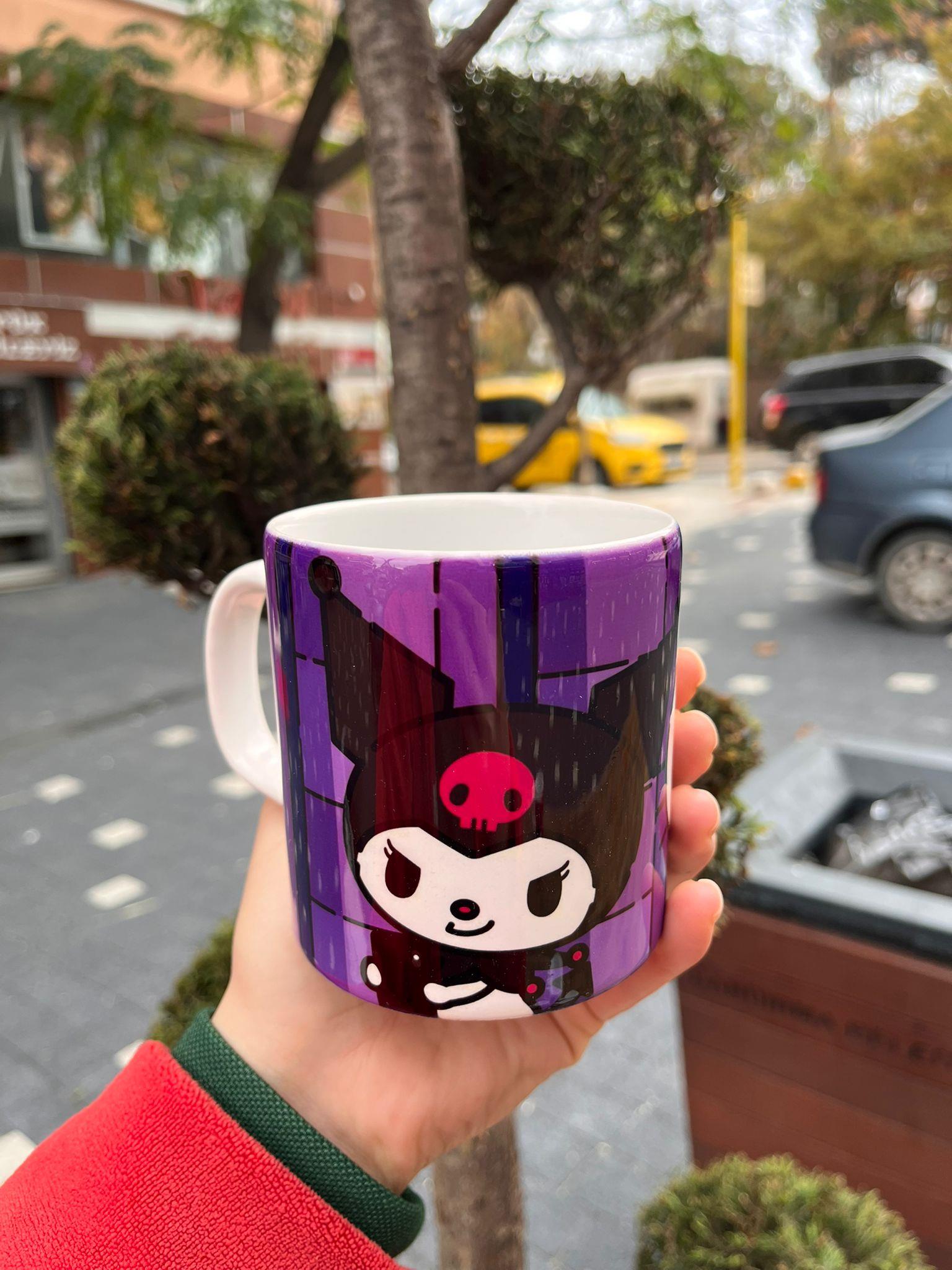 Kuromi Baskılı Mor Oval Kupa