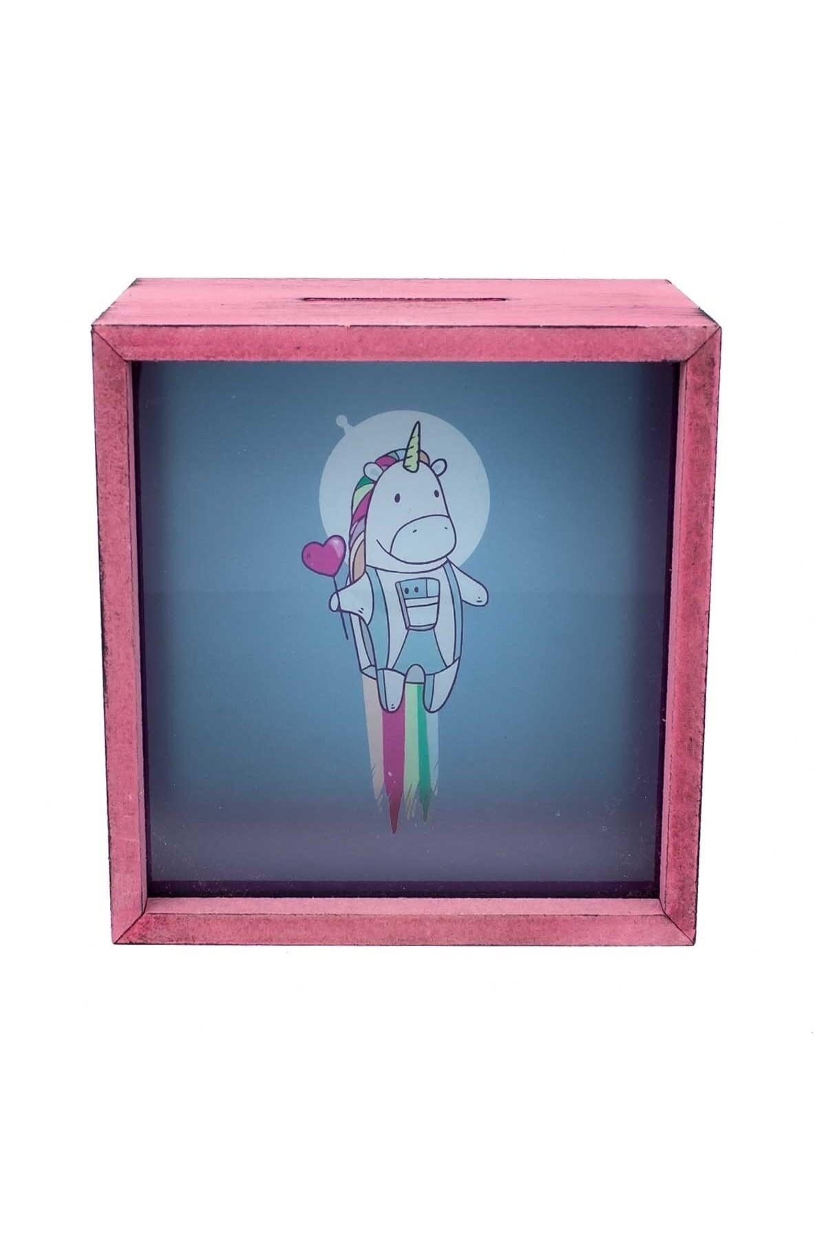 Love Unicorn Pembe Çerçeveli Tasarım Kumbara