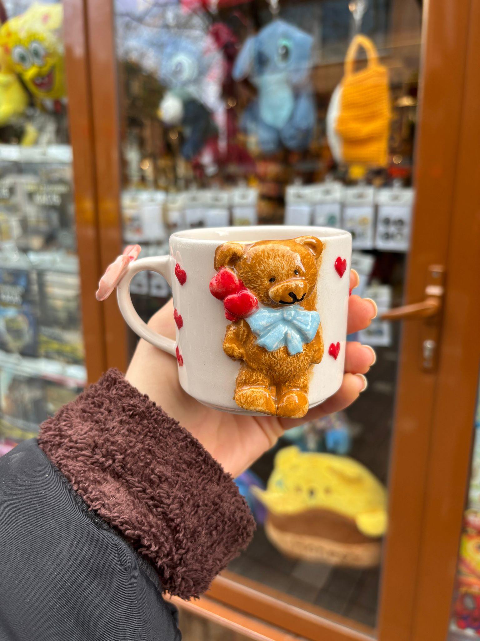 Mavi Papyonlu Sevimli Ayı Tiridi Kupa