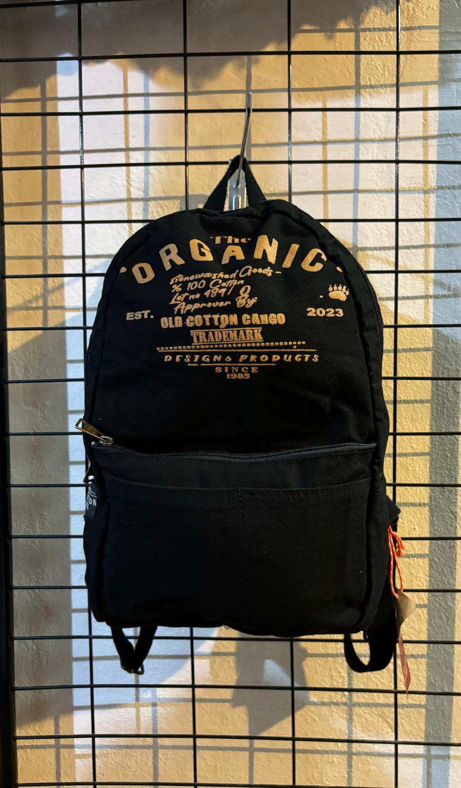 Old Cotton Tek Bölmeli Vintage Zermatt Bag Sırt Gezi Çantası - Siyah