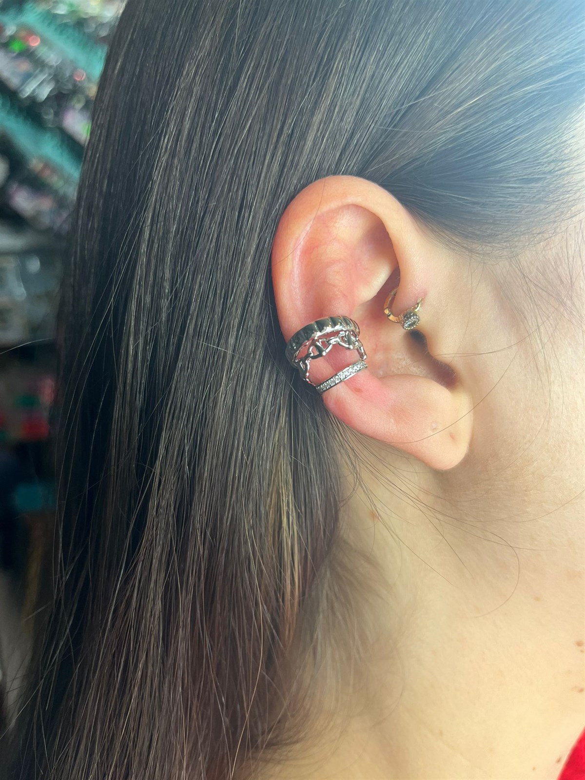 Örgülü 3'lü Gri Renk Earcuff